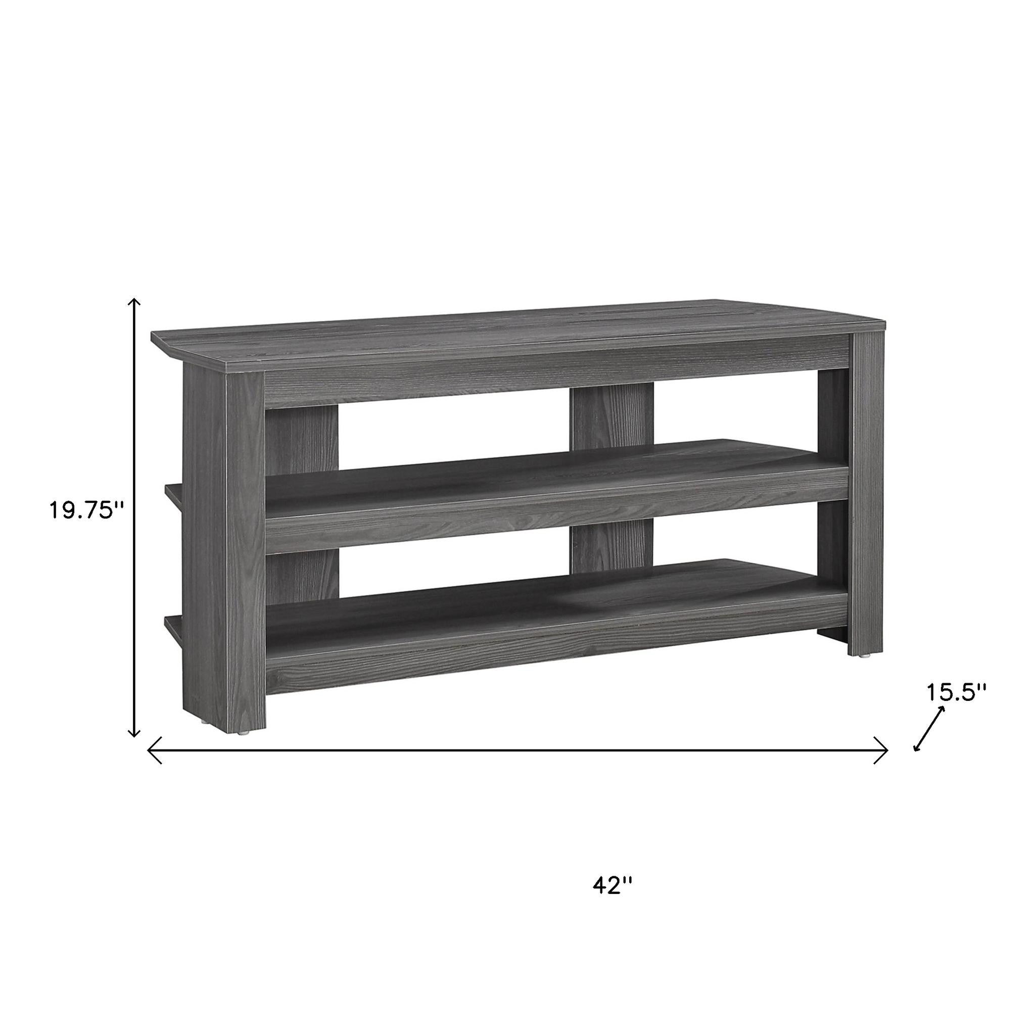 42" Black and Gray Open Shelving TV Stand-TV Stands-DECOROLALA