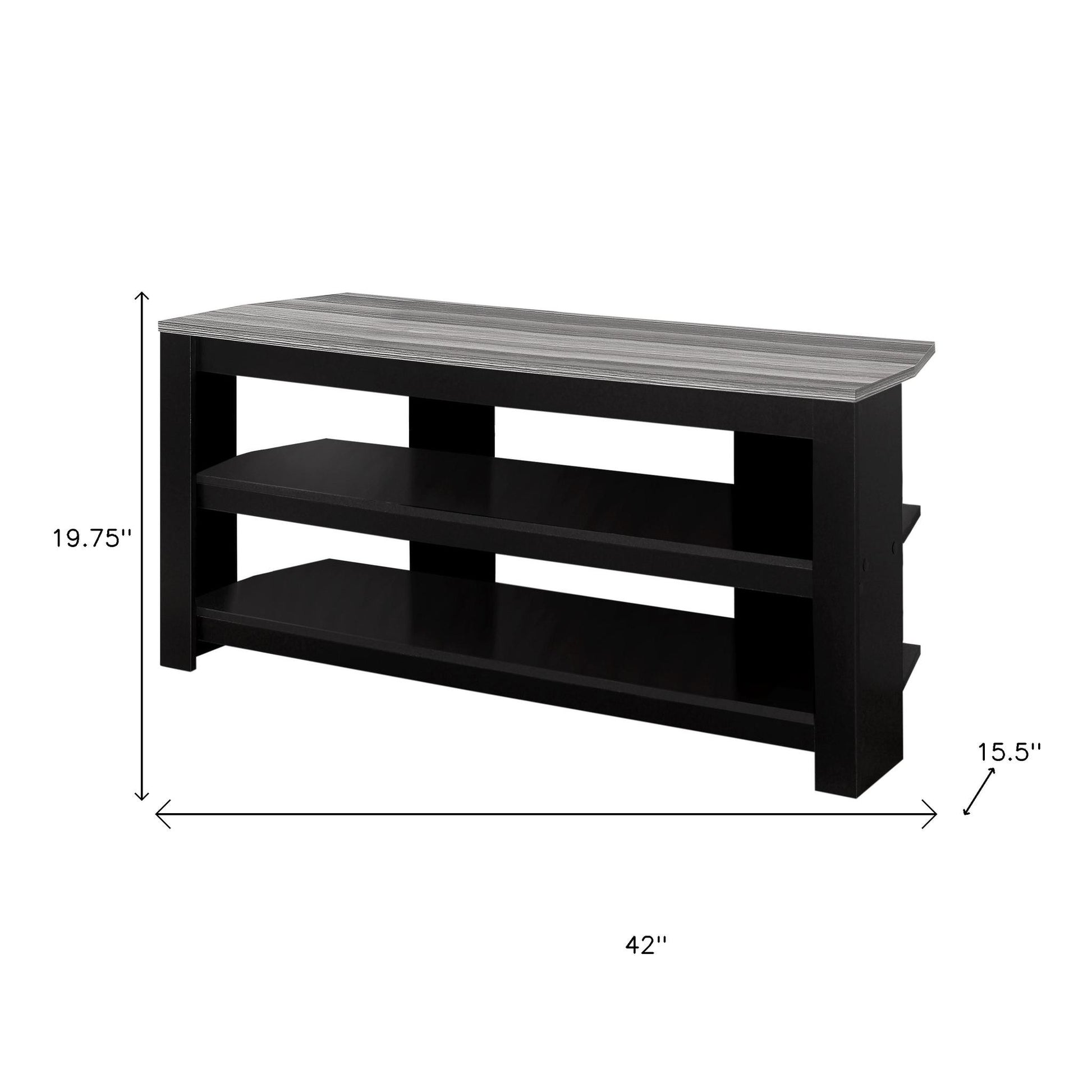 42" Black and Gray Open Shelving TV Stand-TV Stands-DECOROLALA