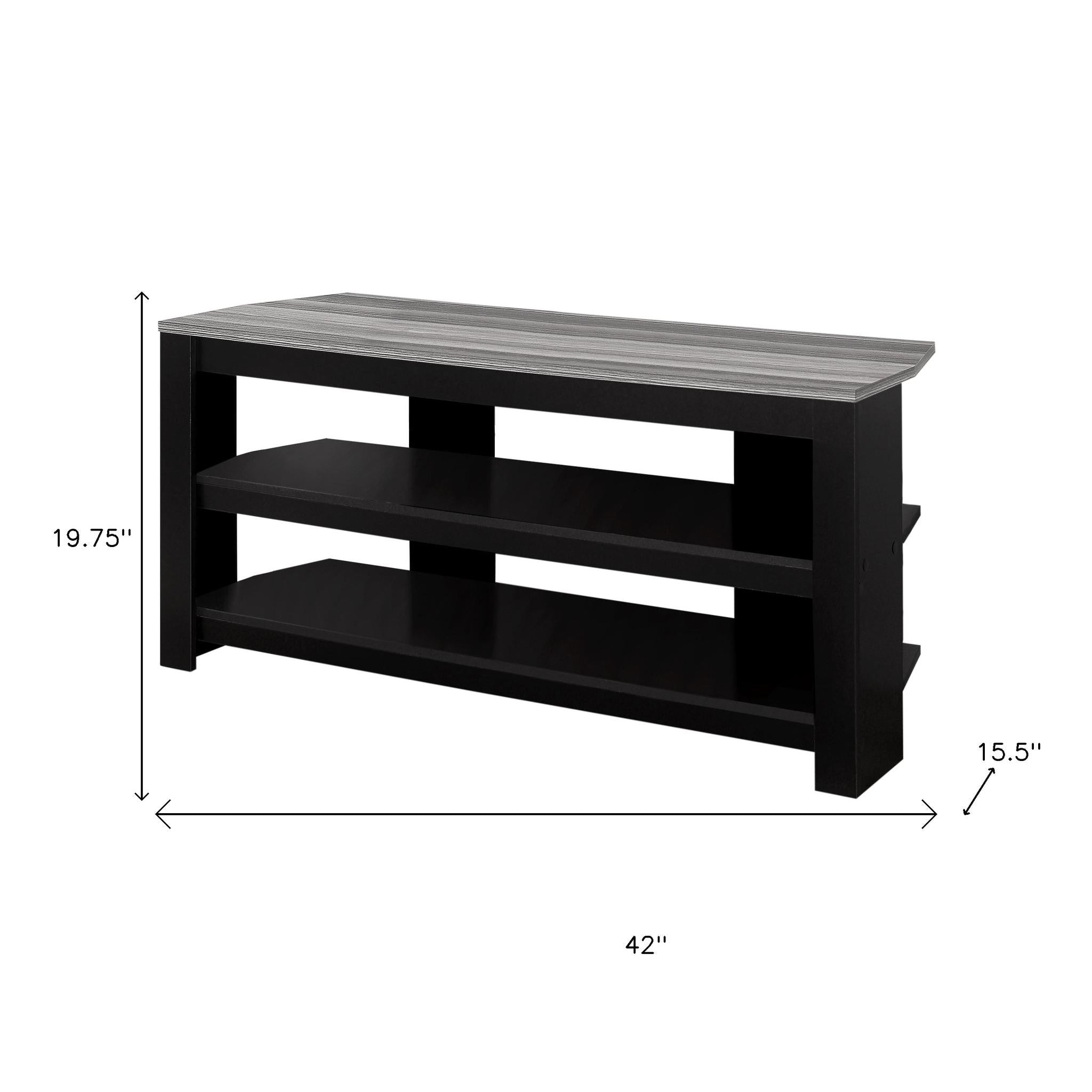 42" Black and Gray Open Shelving TV Stand-TV Stands-DECOROLALA