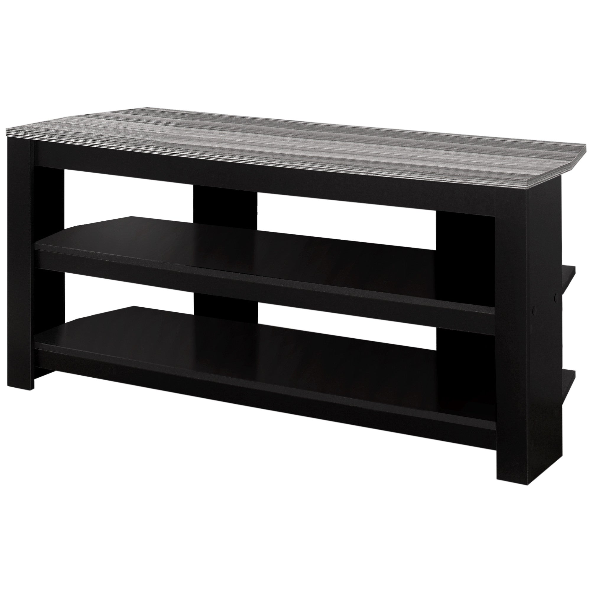 42" Black and Gray Open Shelving TV Stand-TV Stands-DECOROLALA