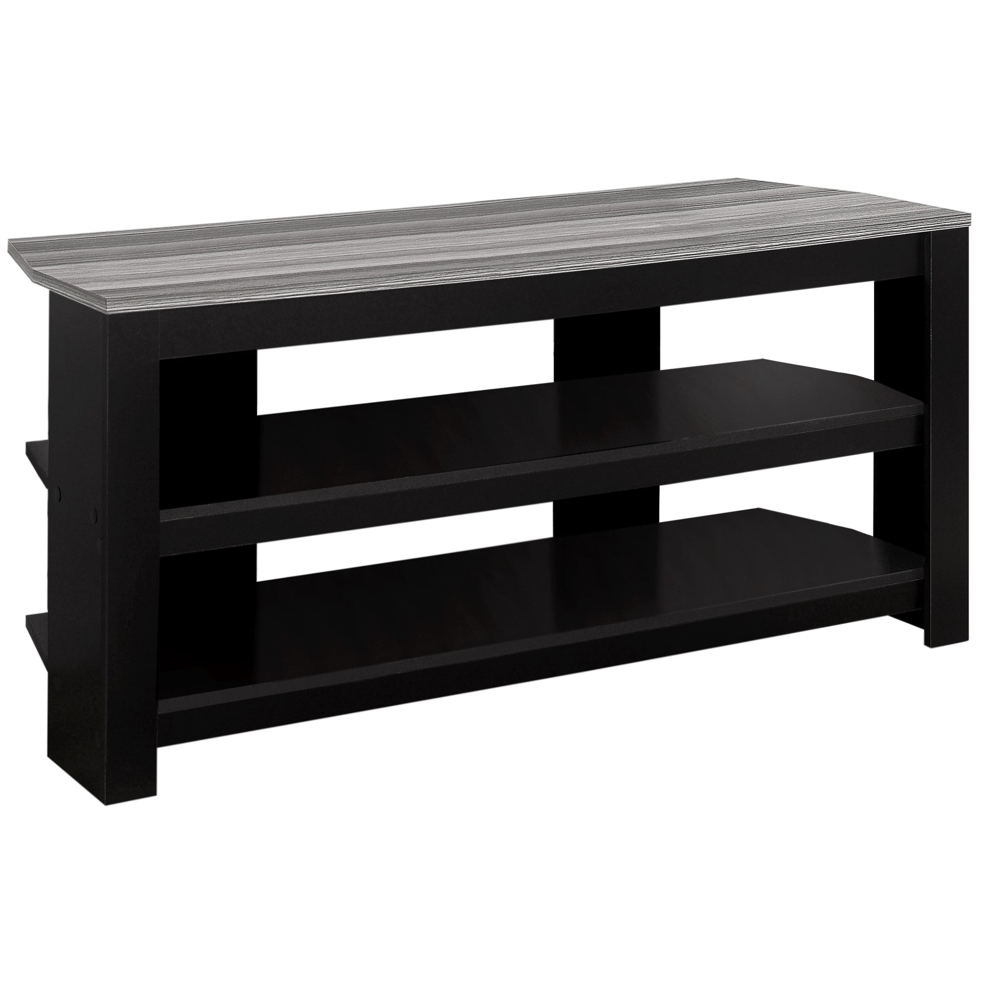 42" Black and Gray Open Shelving TV Stand-TV Stands-DECOROLALA