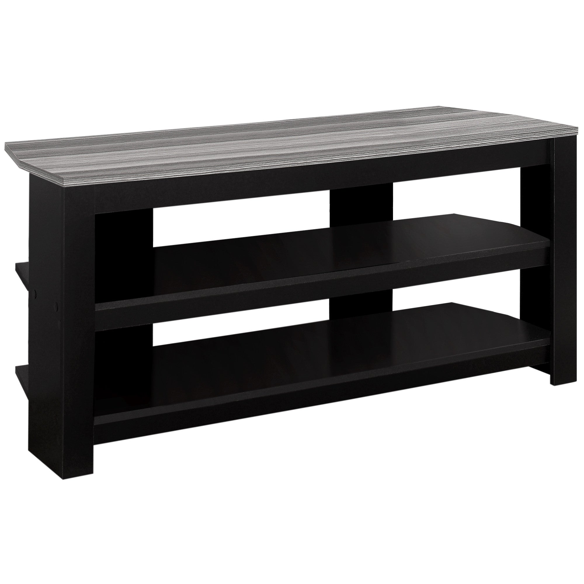 42" Black and Gray Open Shelving TV Stand-TV Stands-DECOROLALA