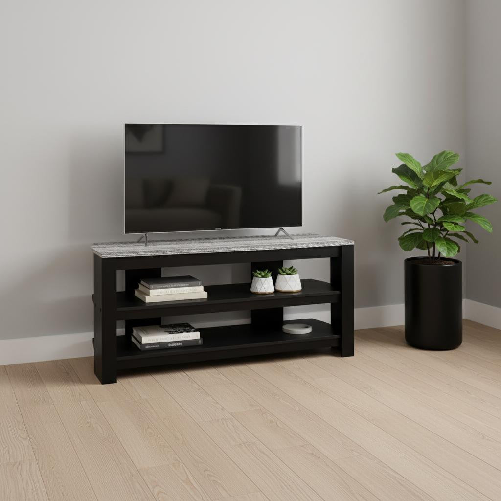 42" Black and Gray Open Shelving TV Stand-TV Stands-DECOROLALA