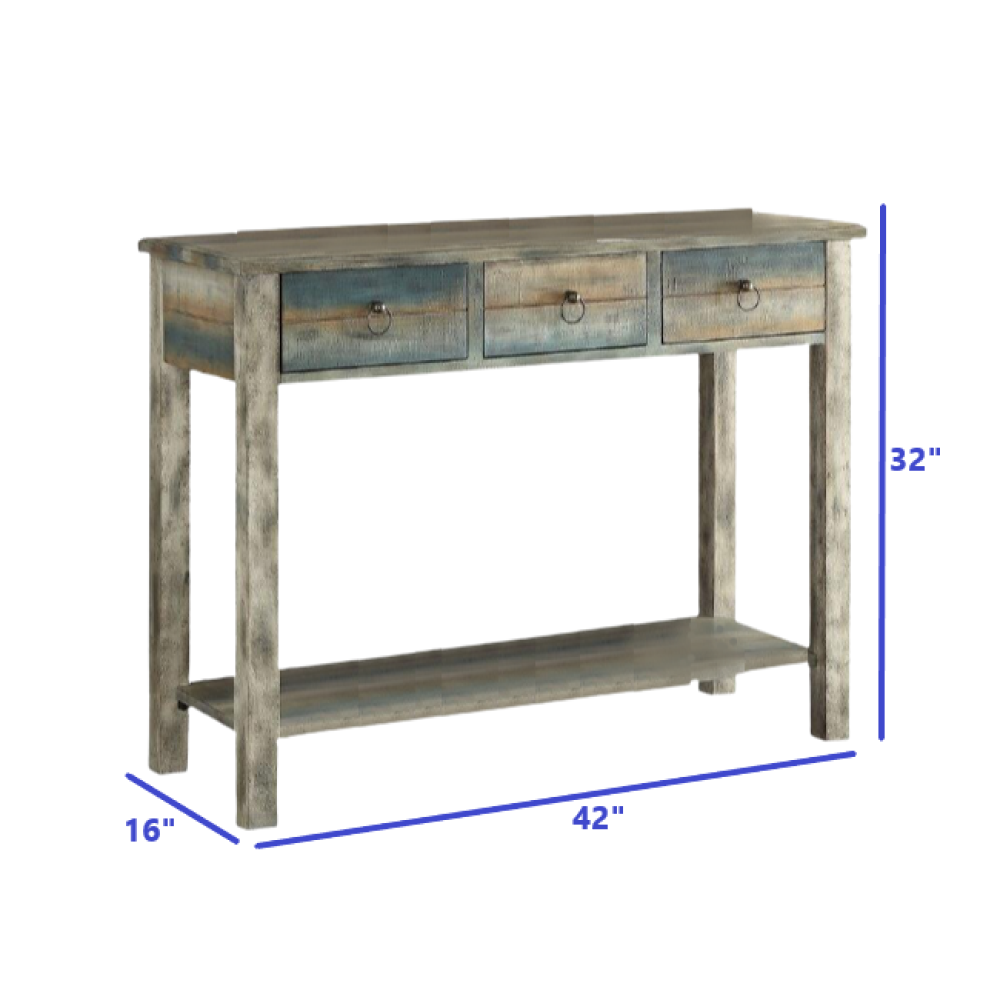 42" Blue and White Solid Wood Console Table-Console Tables-DECOROLALA