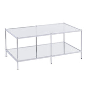 42" Chrome Glass And Metal Rectangular Mirrored Coffee Table-Coffee Tables-DECOROLALA