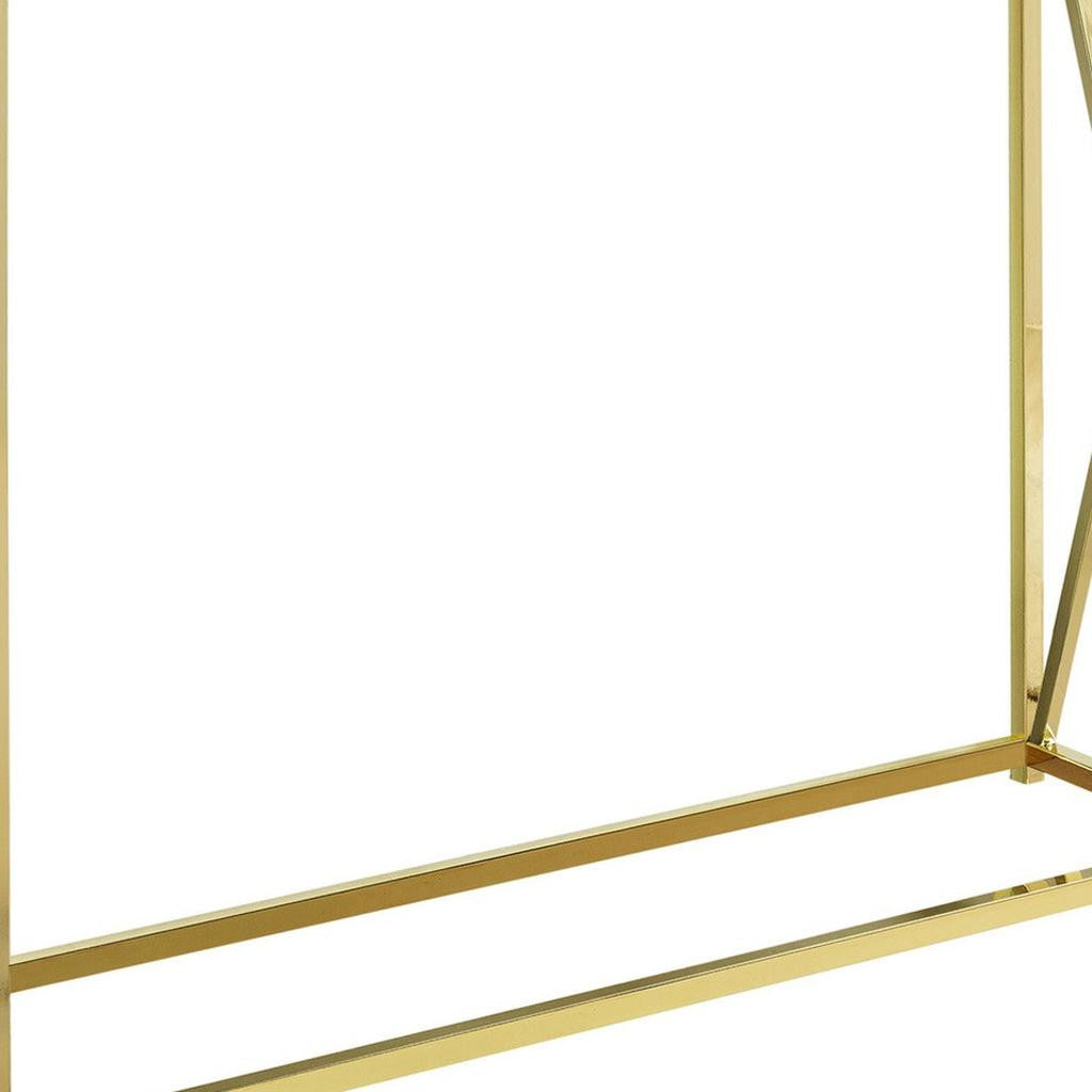 42" Clear And Gold Glass Frame Console Table-Console Tables-DECOROLALA