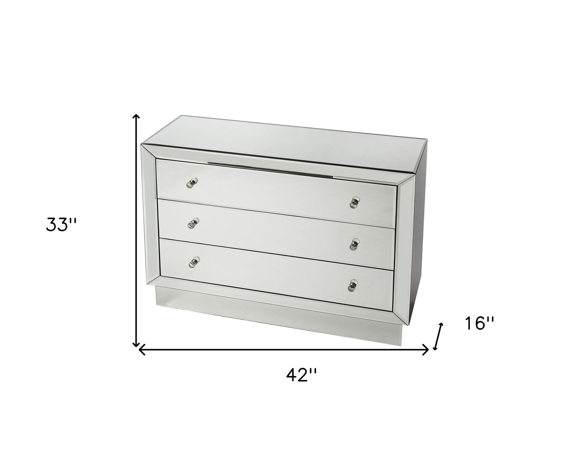 42" Clear Glass Three Drawer Dresser-Dressers-DECOROLALA