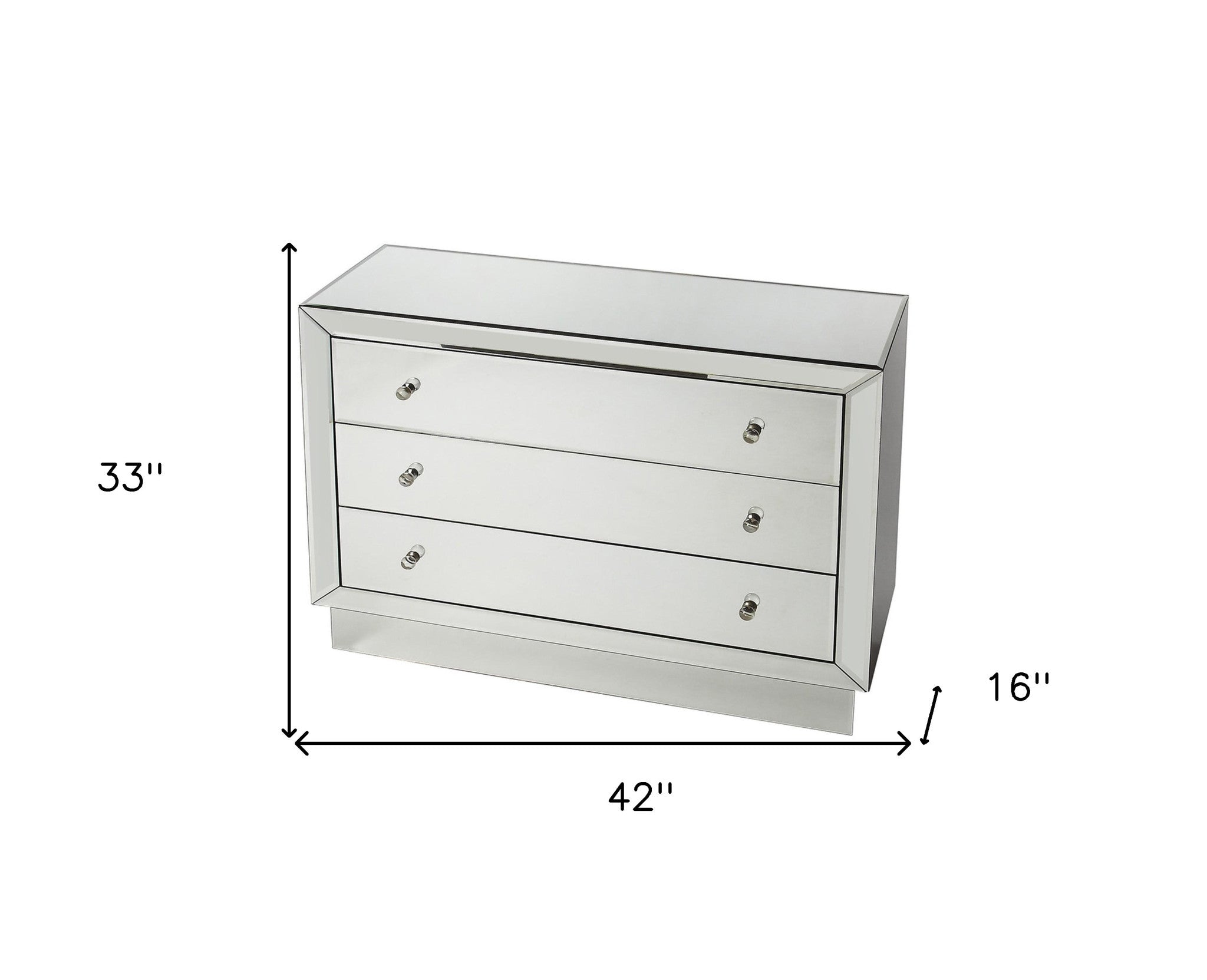 42" Clear Glass Three Drawer Dresser-Dressers-DECOROLALA