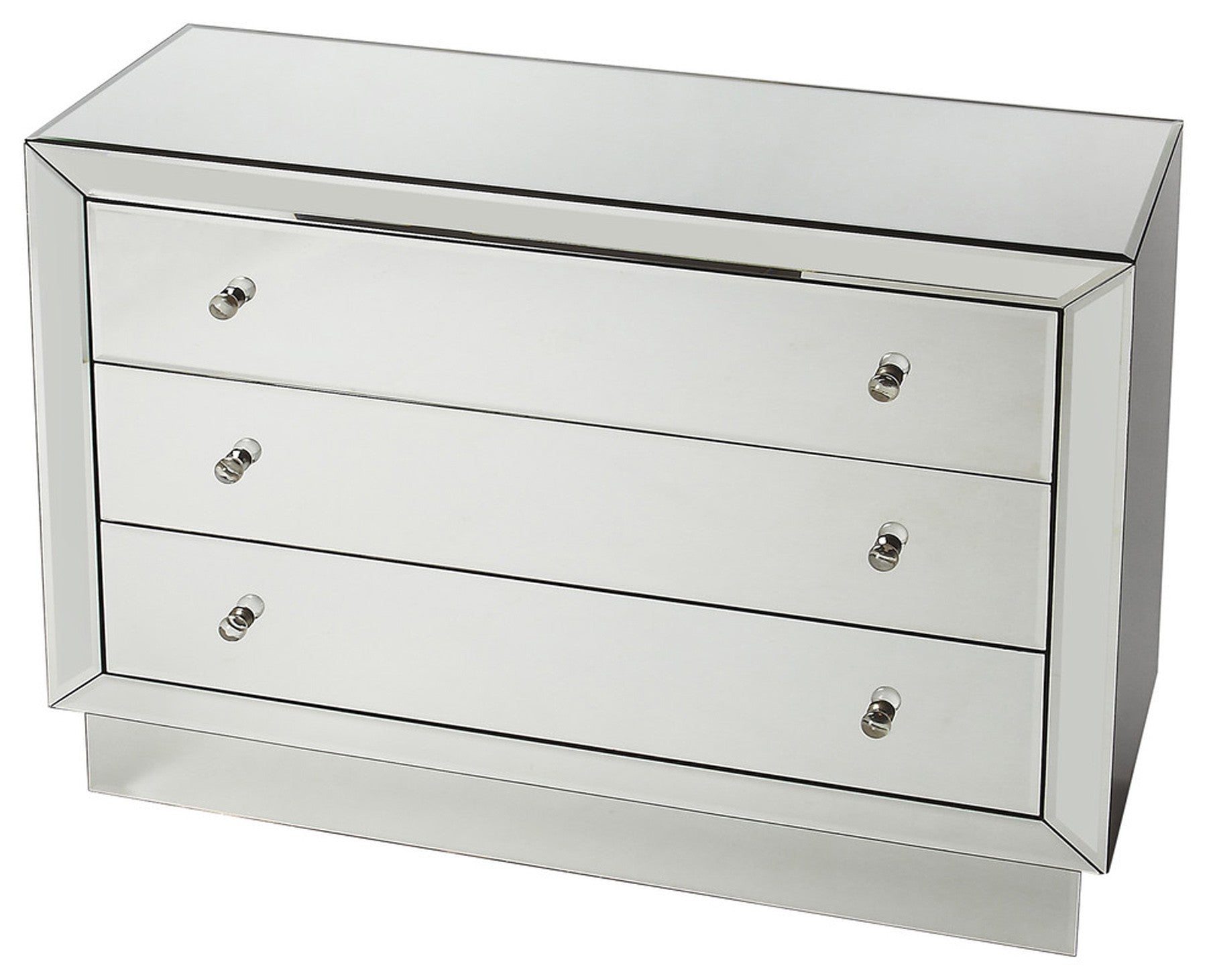 42" Clear Glass Three Drawer Dresser-Dressers-DECOROLALA