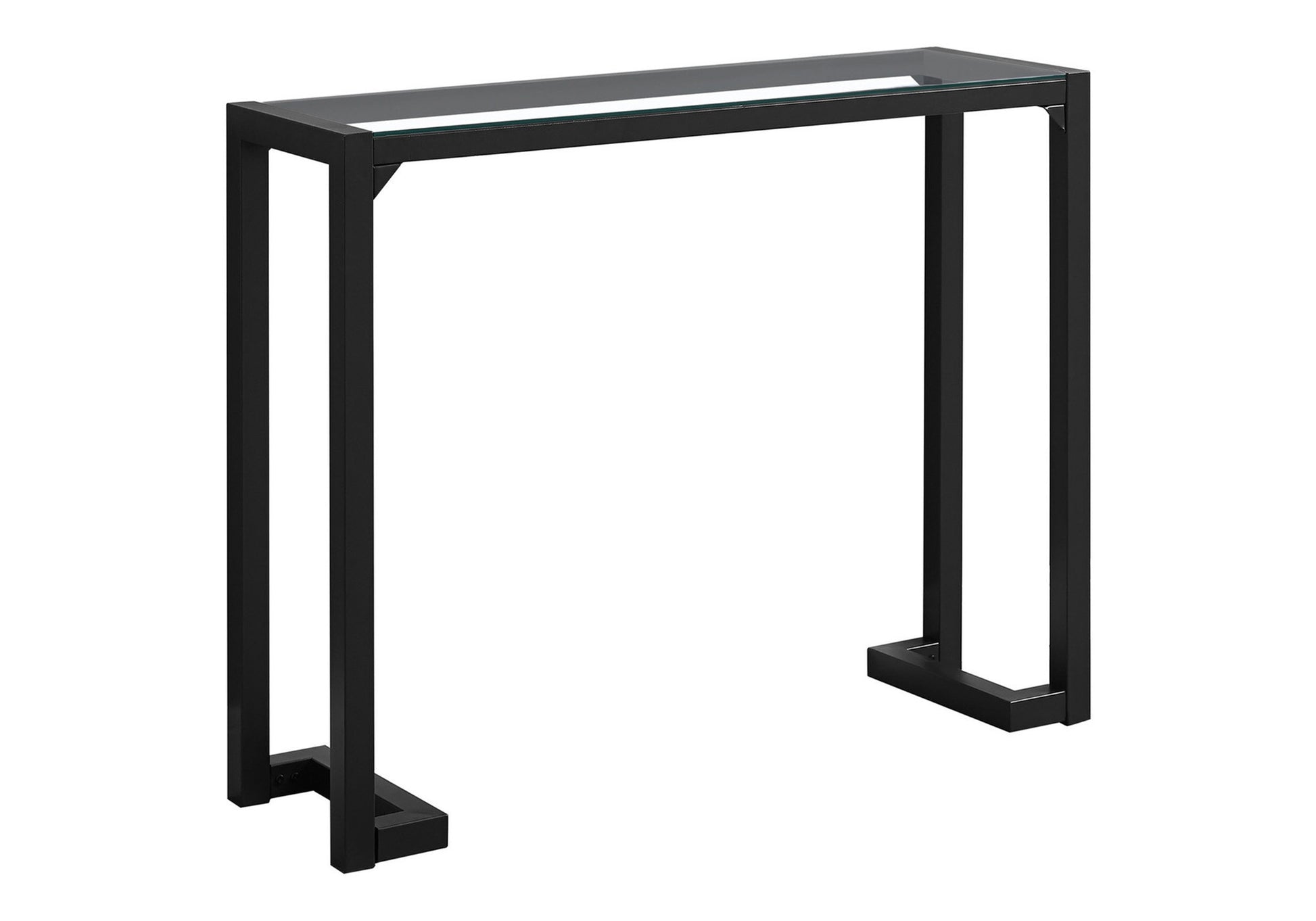42" Clear and Black Glass Console Table-Console Tables-DECOROLALA