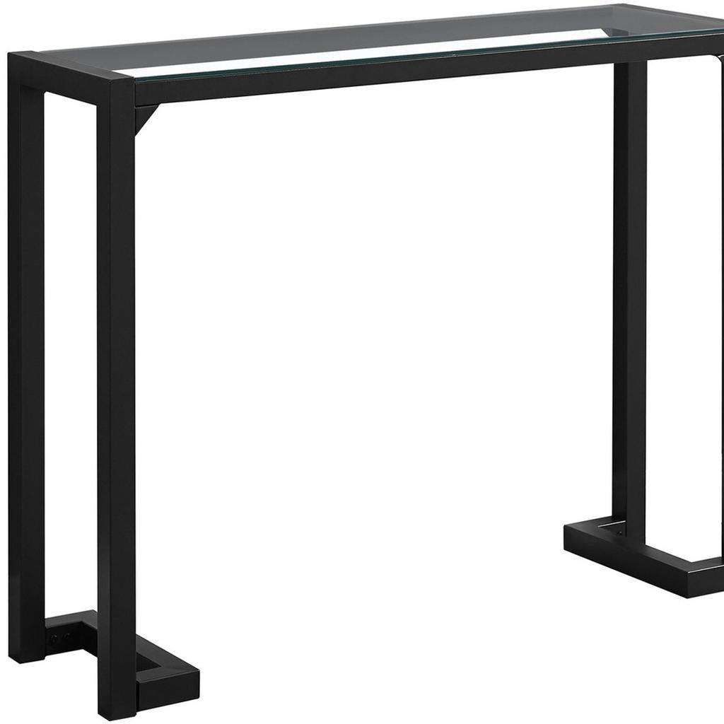 42" Clear and Black Glass Console Table-Console Tables-DECOROLALA