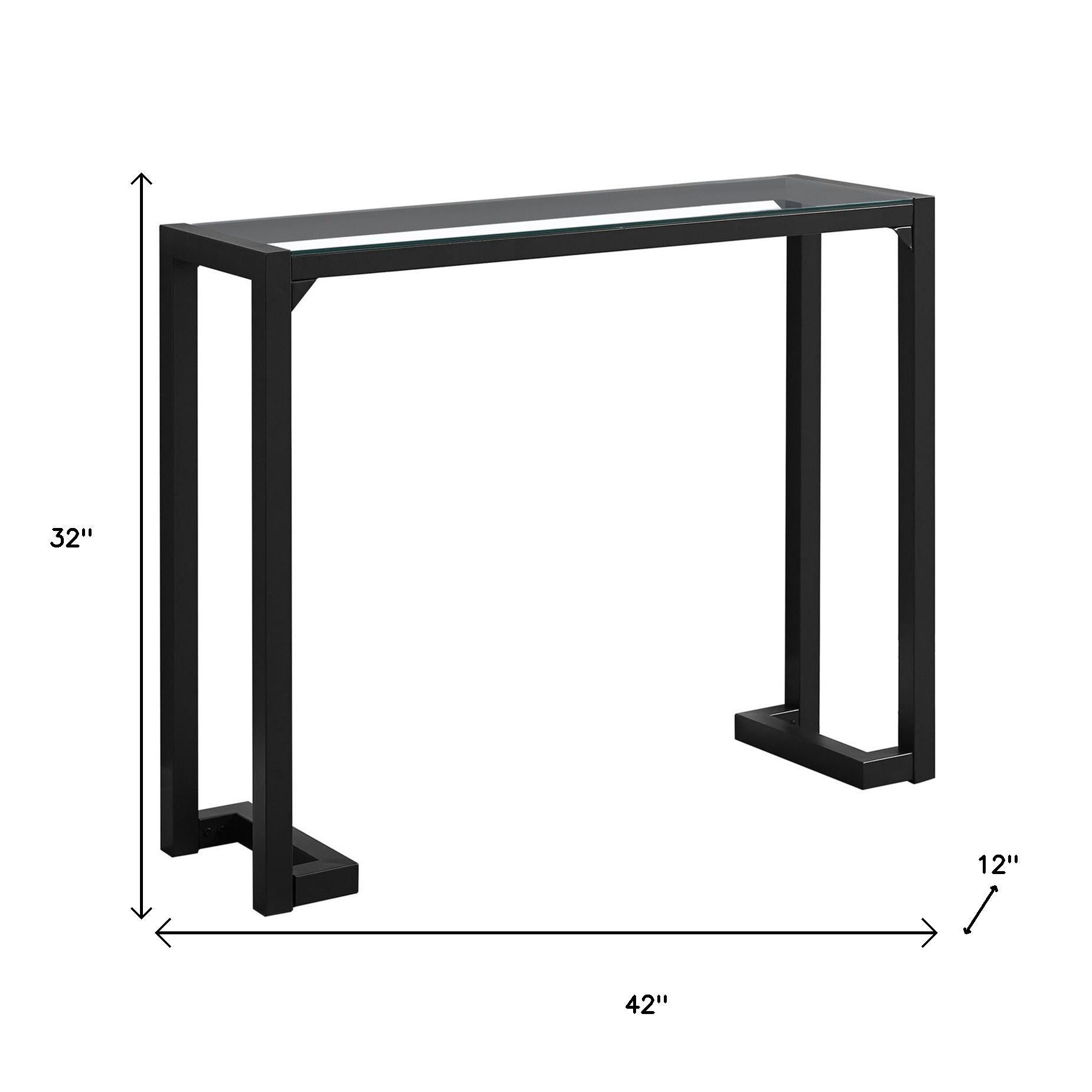 42" Clear and Black Glass Console Table-Console Tables-DECOROLALA