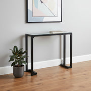42" Clear and Black Glass Console Table-Console Tables-DECOROLALA