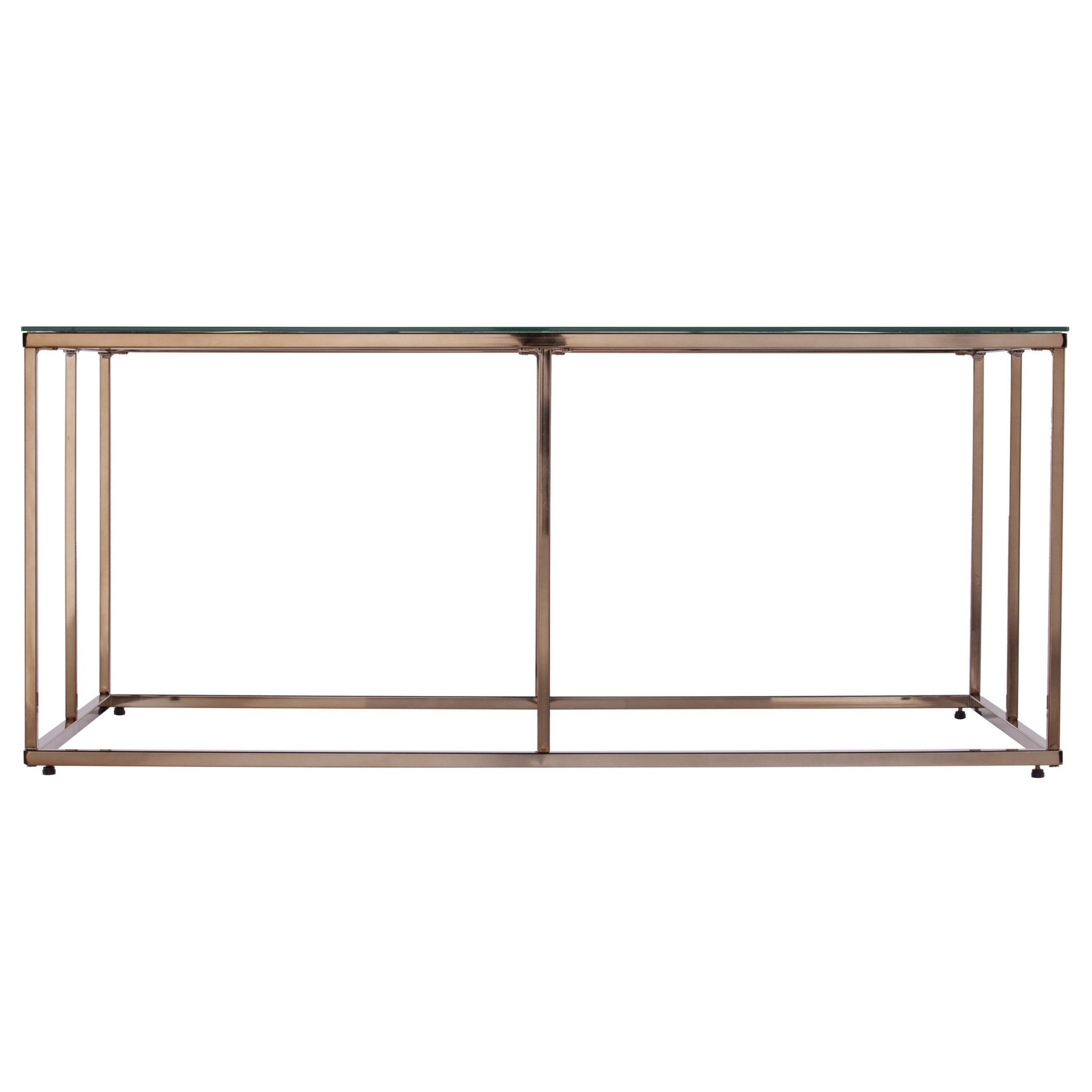 42" Clear and Champagne Glass and Metal Coffee Table-Coffee Tables-DECOROLALA