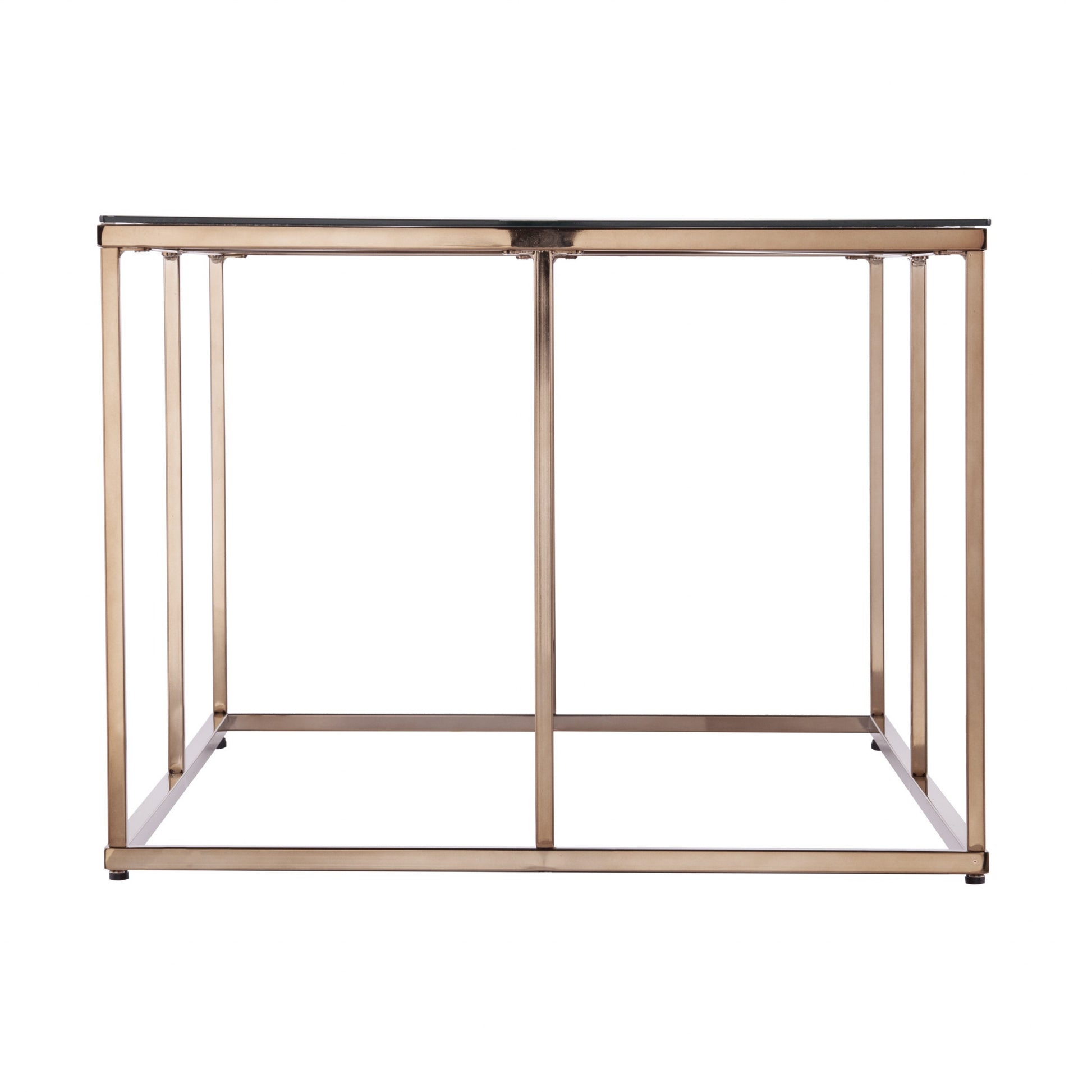 42" Clear and Champagne Glass and Metal Coffee Table-Coffee Tables-DECOROLALA