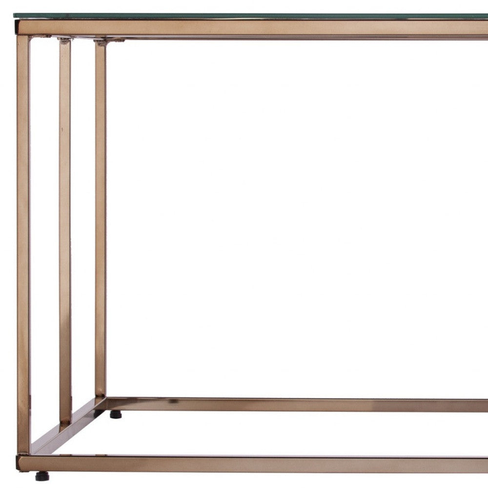 42" Clear and Champagne Glass and Metal Coffee Table-Coffee Tables-DECOROLALA