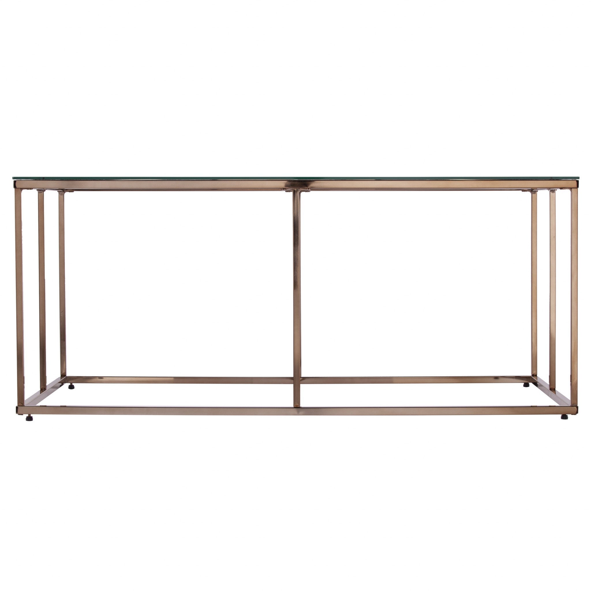 42" Clear and Champagne Glass and Metal Coffee Table-Coffee Tables-DECOROLALA