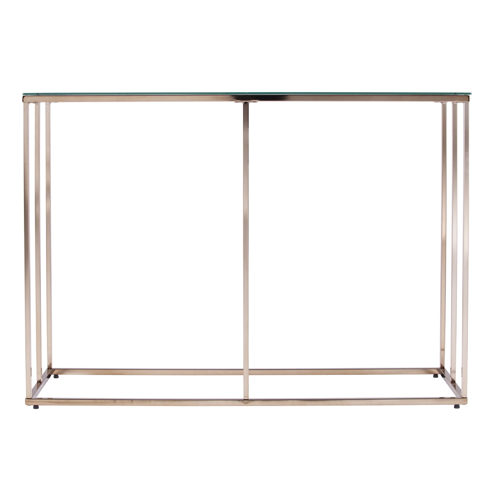 42" Clear and Gold Glass Frame Console Table-Console Tables-DECOROLALA