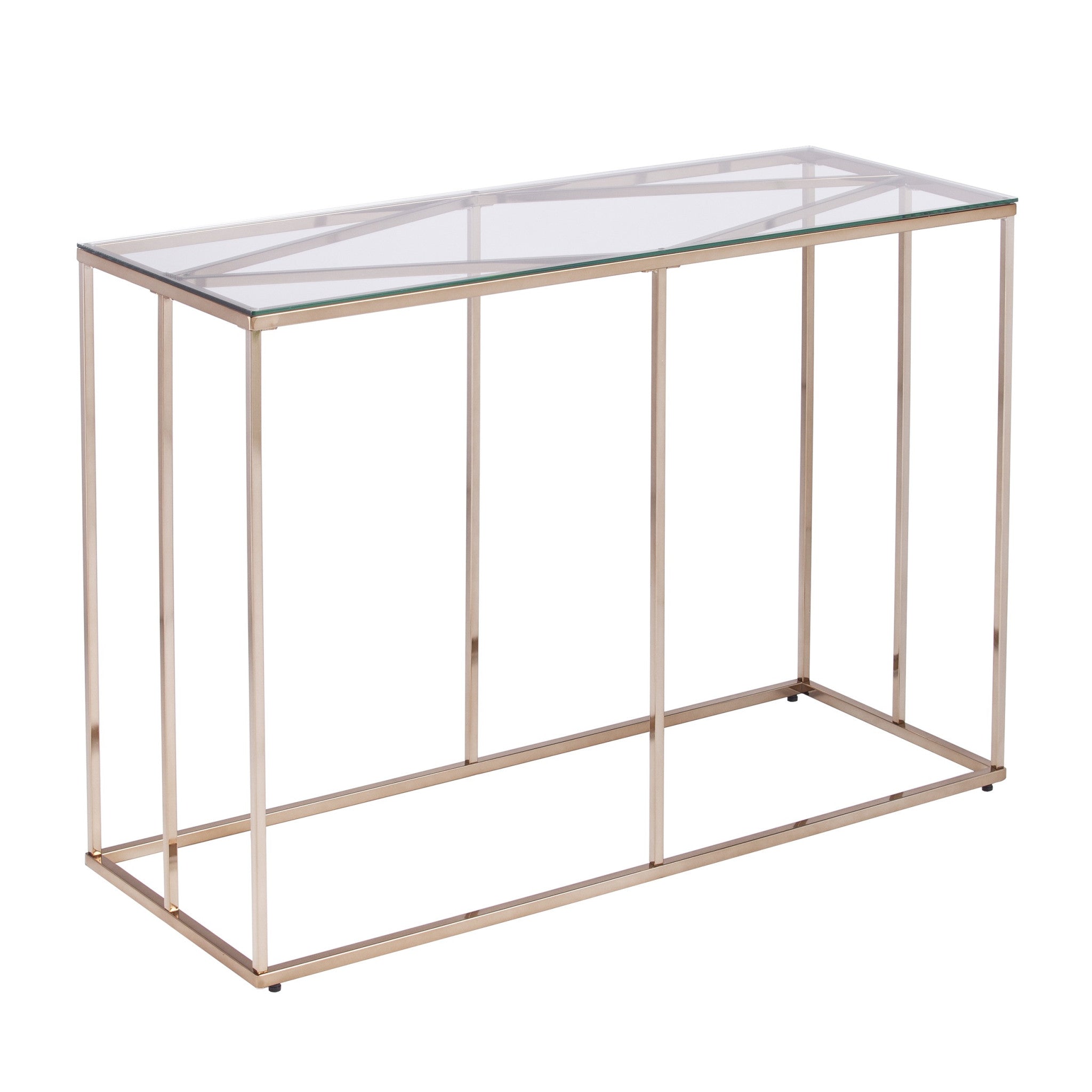 42" Clear and Gold Glass Frame Console Table-Console Tables-DECOROLALA