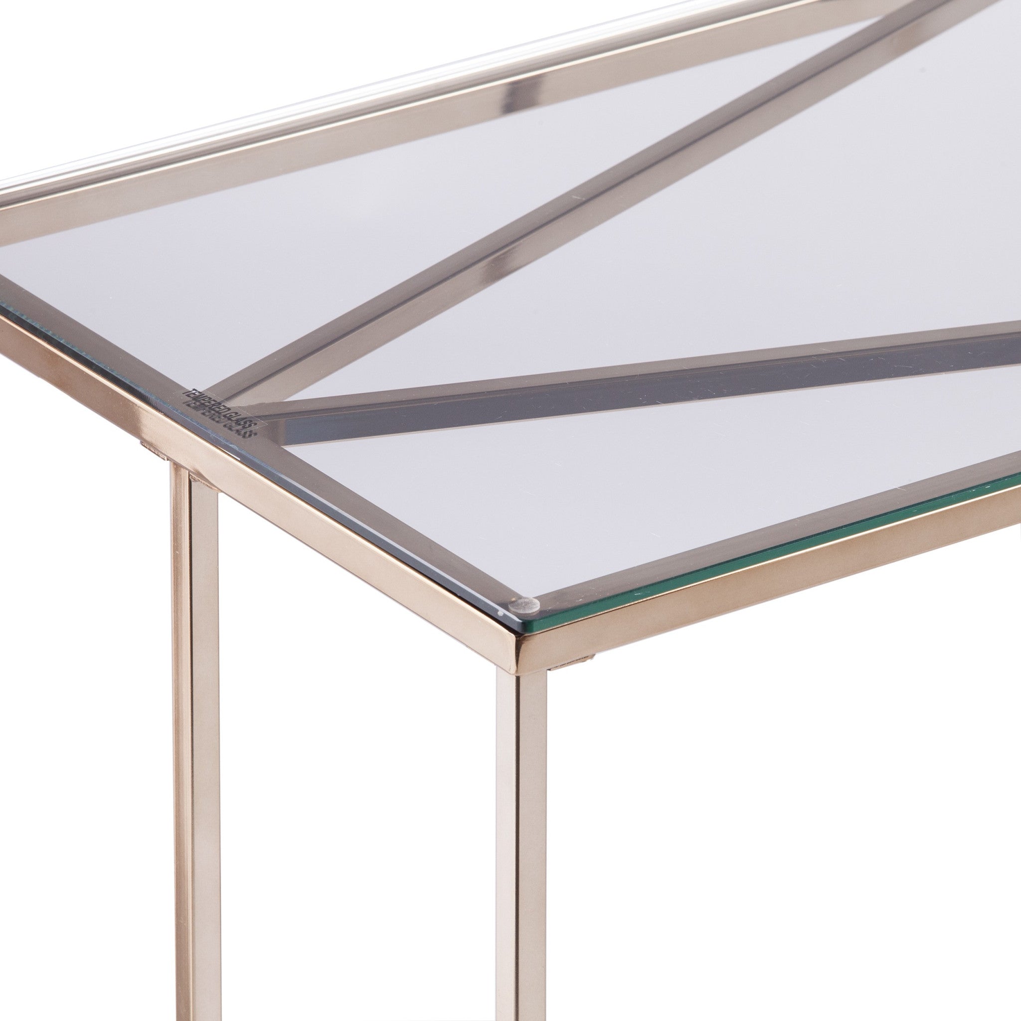 42" Clear and Gold Glass Frame Console Table-Console Tables-DECOROLALA