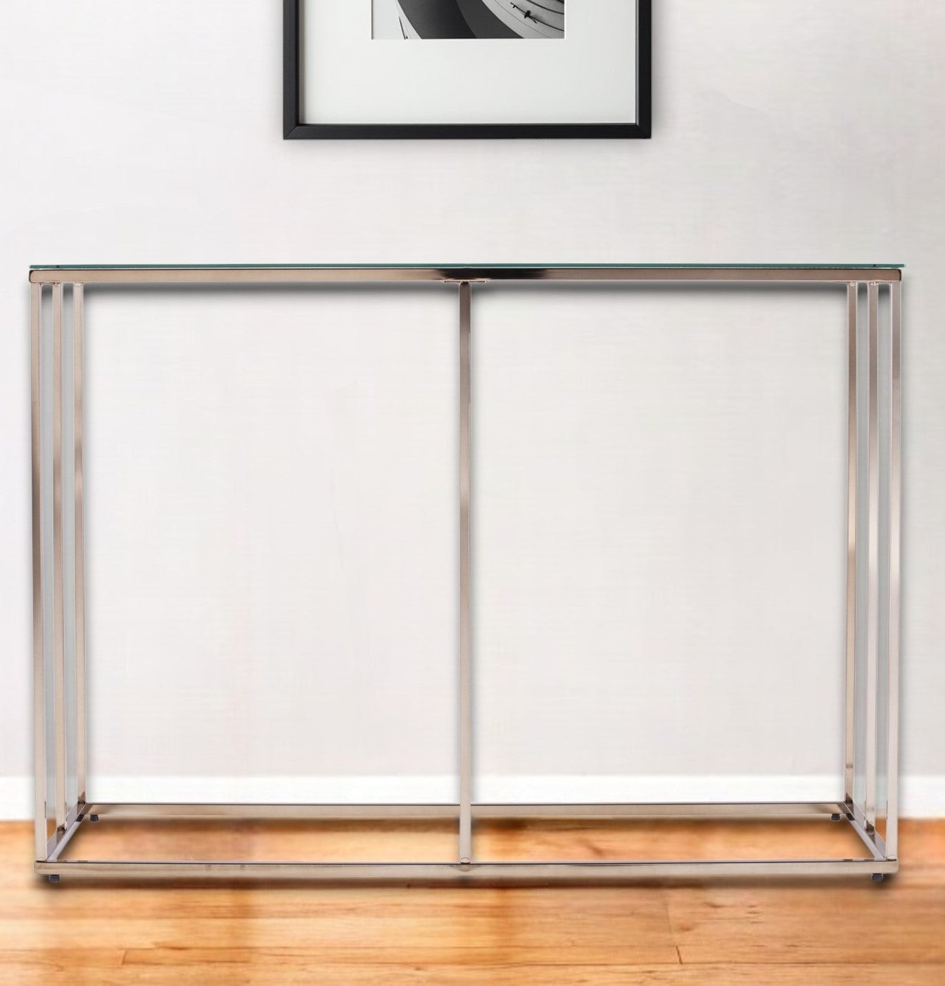 42" Clear and Gold Glass Frame Console Table-Console Tables-DECOROLALA