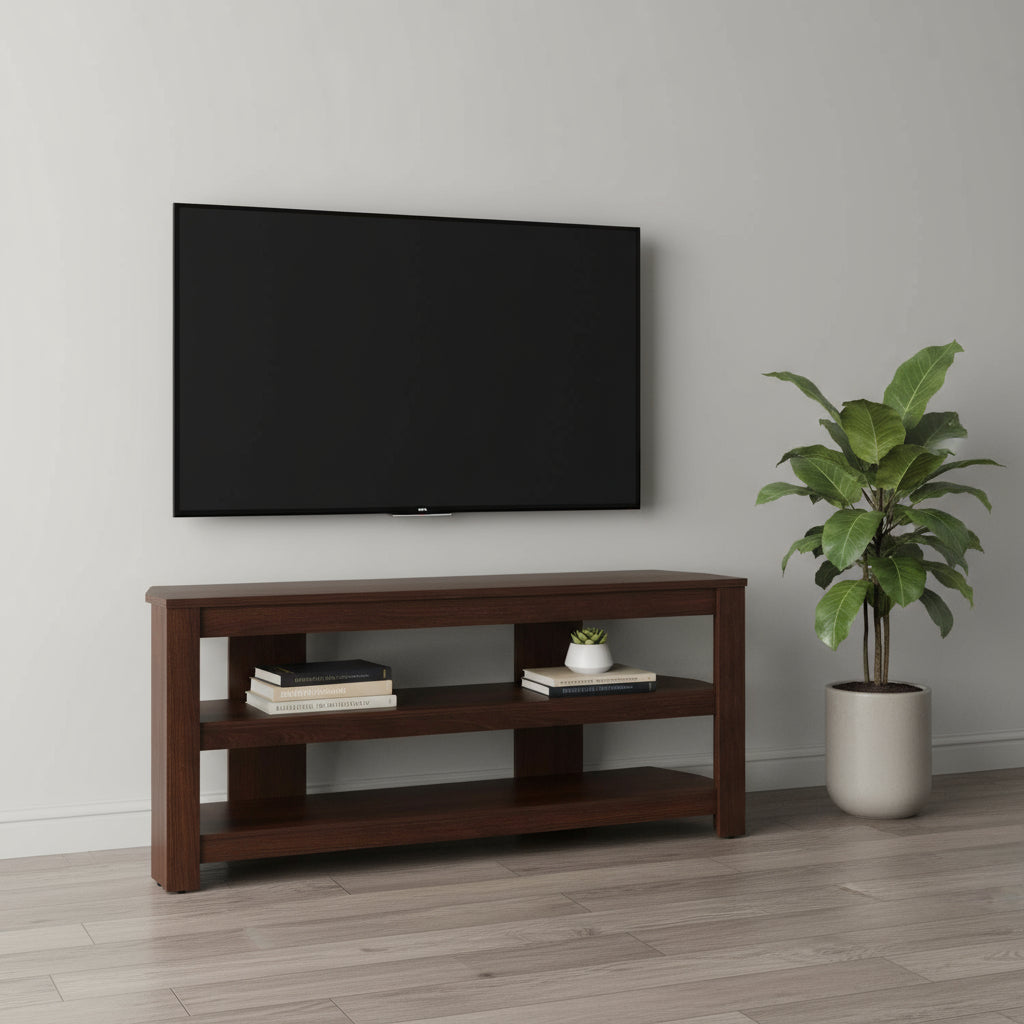 42" Dark Brown Open Shelving TV Stand-TV Stands-DECOROLALA