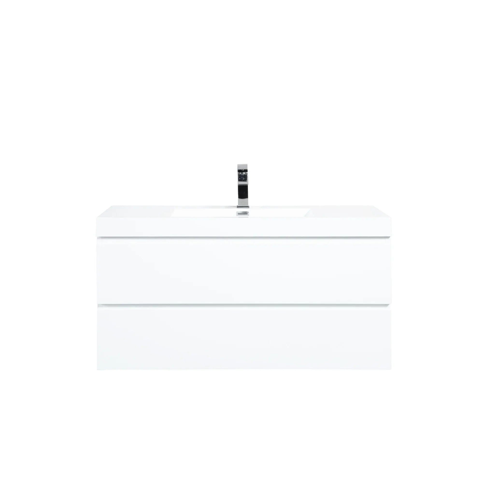 42" Glossy White Wall Mount Bathroom Vanity with White Polymarble Countertop-Migration_Bathroom Vanities-DECOROLALA