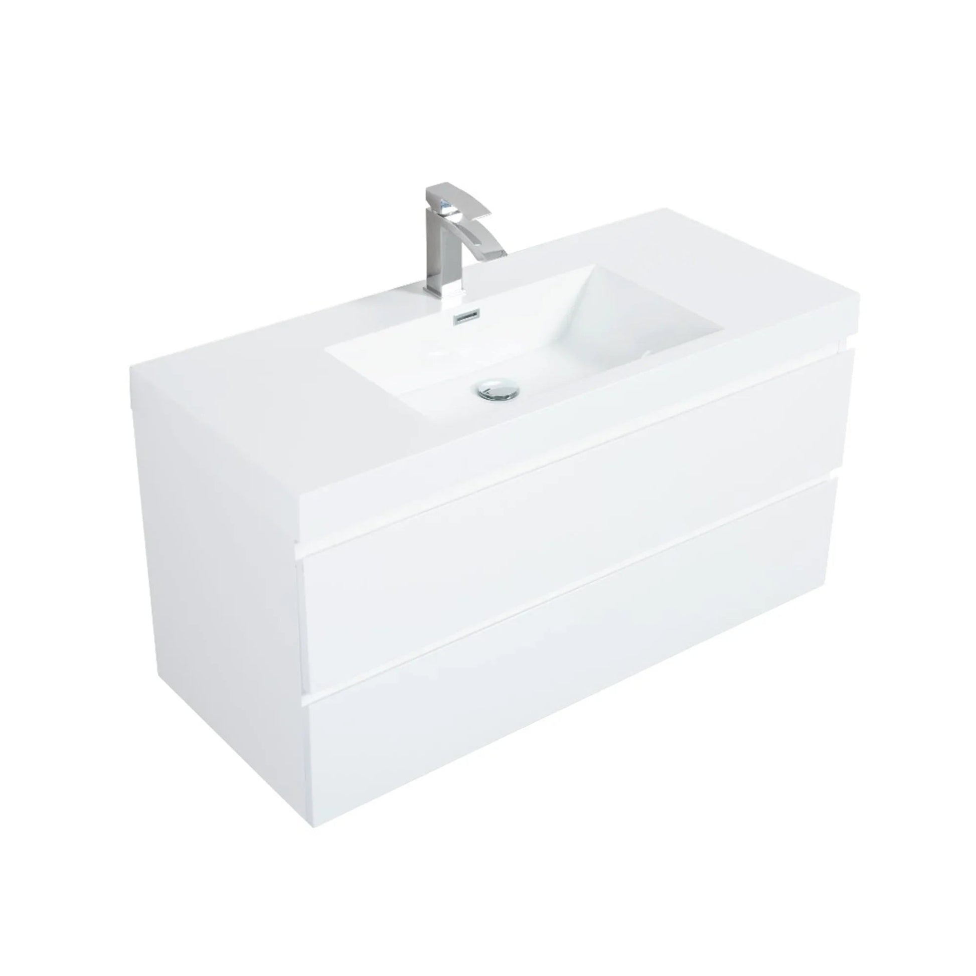42" Glossy White Wall Mount Bathroom Vanity with White Polymarble Countertop-Migration_Bathroom Vanities-DECOROLALA