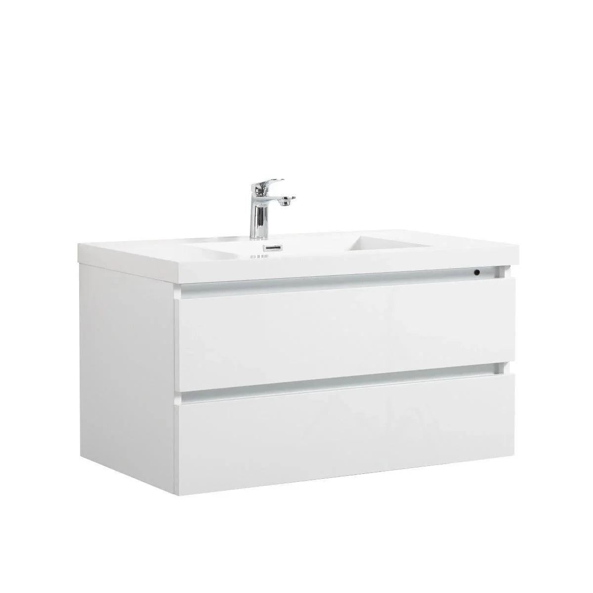 42" Glossy White Wall Mount LED-Glow Bathroom Vanity with White Polymarble Countertop-Migration_Bathroom Vanities-DECOROLALA