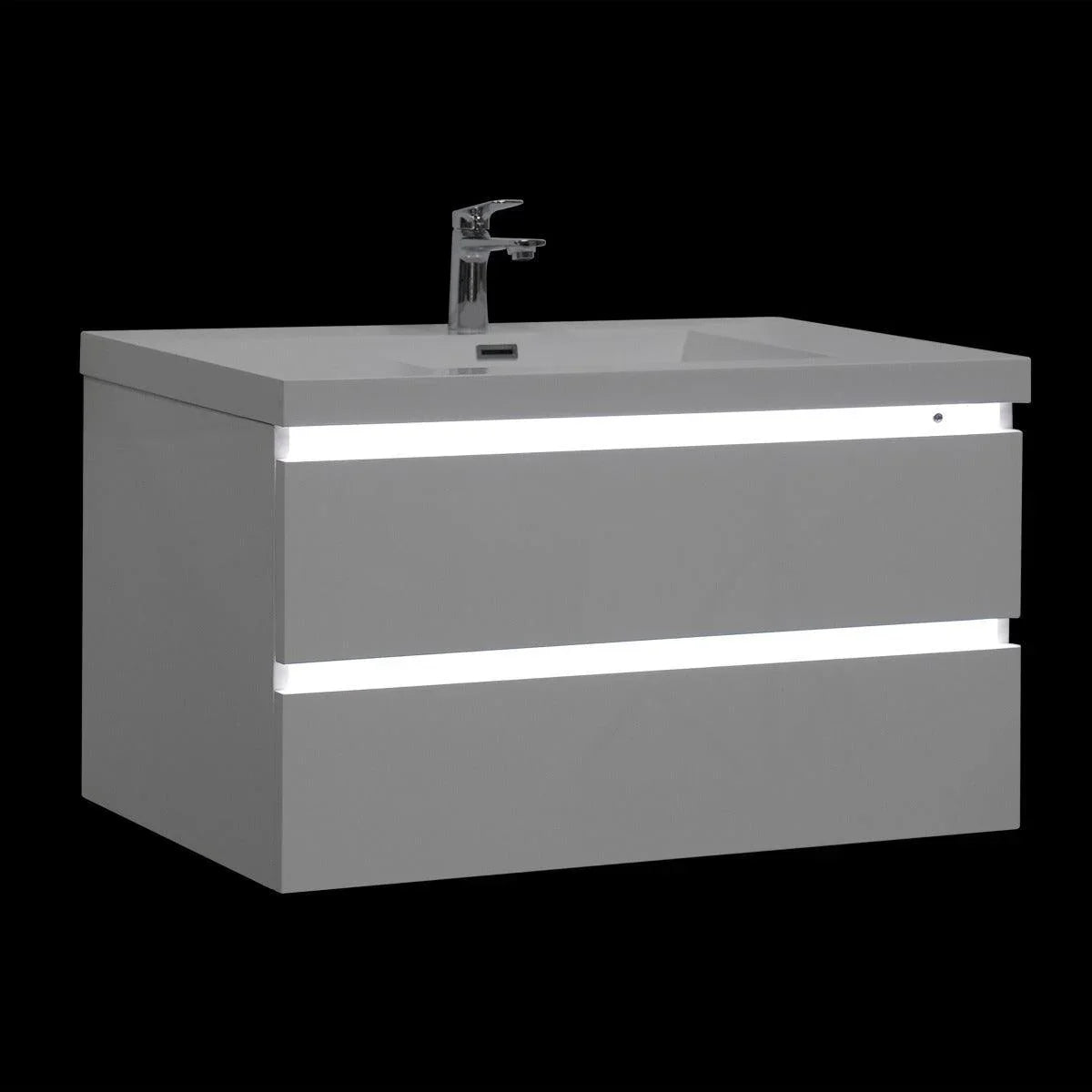 42" Glossy White Wall Mount LED-Glow Bathroom Vanity with White Polymarble Countertop-Migration_Bathroom Vanities-DECOROLALA
