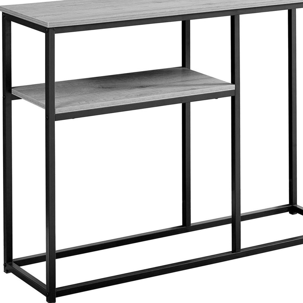 42" Gray And Black Frame Console Table With Storage-Console Tables-DECOROLALA