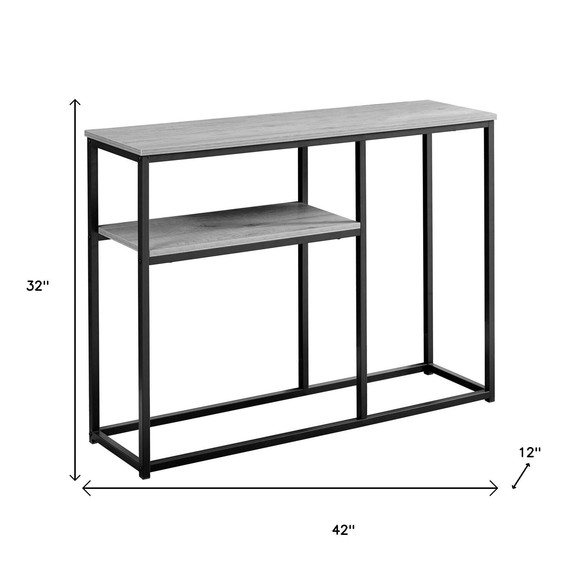 42" Gray And Black Frame Console Table With Storage-Console Tables-DECOROLALA