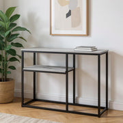 42" Gray And Black Frame Console Table With Storage-Console Tables-DECOROLALA