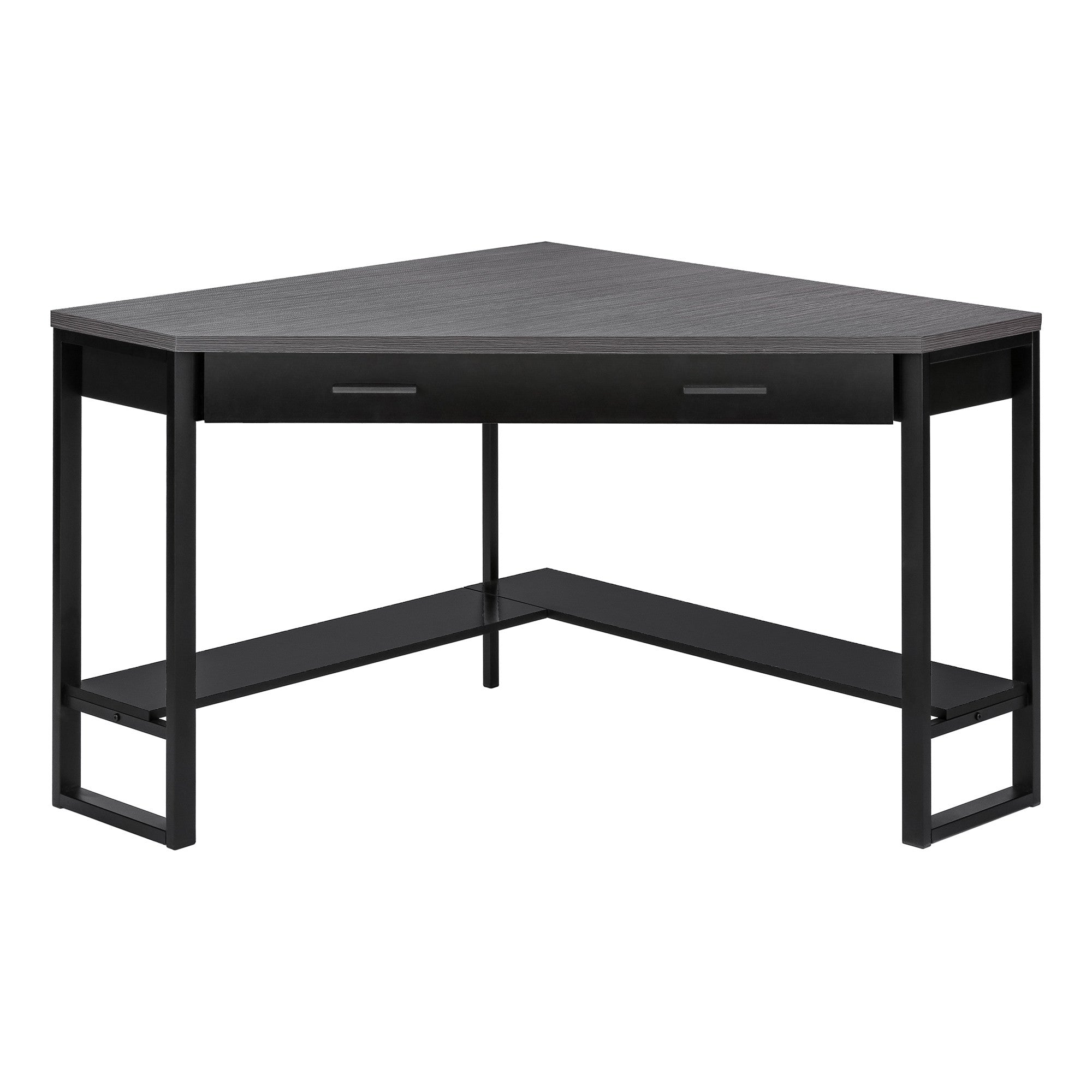 42" Gray and Black Corner Computer Desk-Desks-DECOROLALA