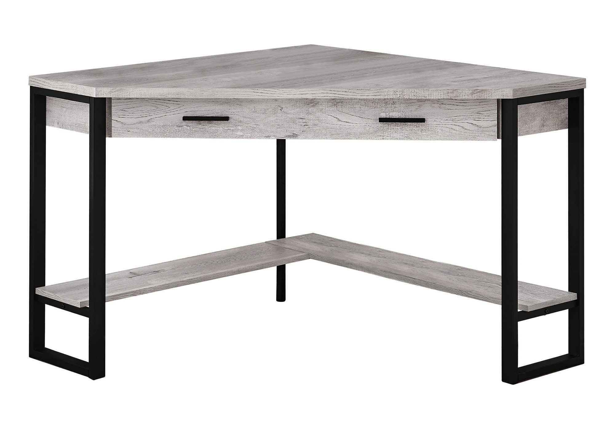 42" Gray and Black Corner Computer Desk-Desks-DECOROLALA