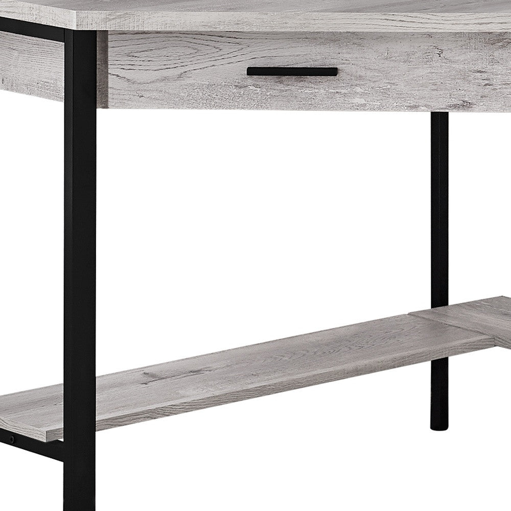 42" Gray and Black Corner Computer Desk-Desks-DECOROLALA