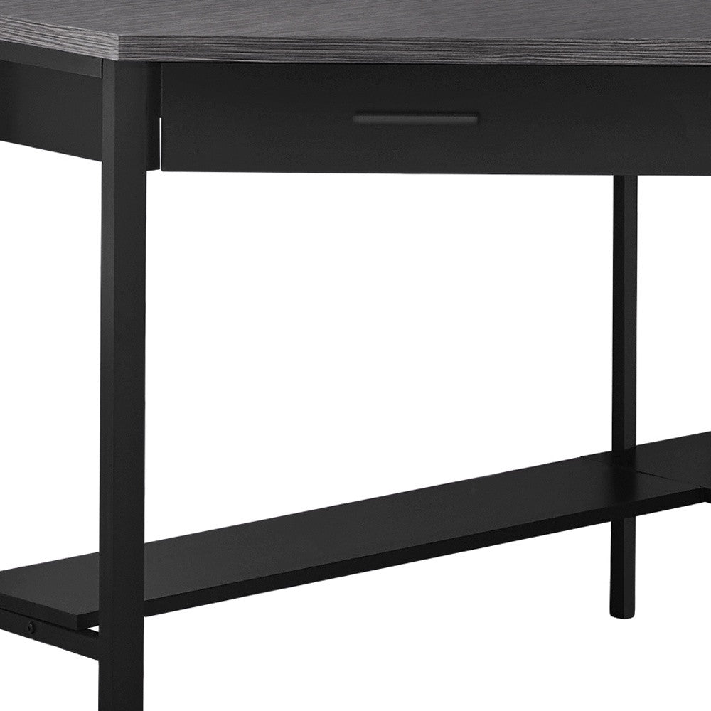 42" Gray and Black Corner Computer Desk-Desks-DECOROLALA