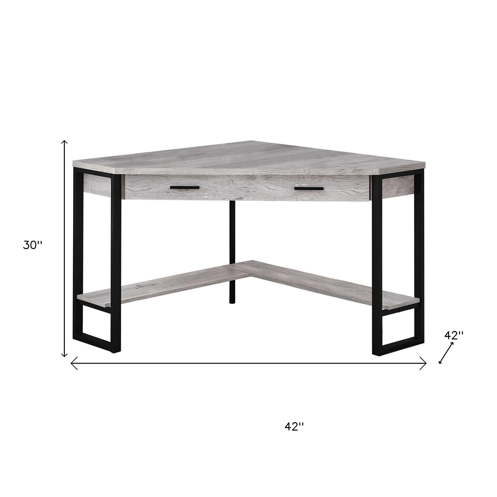 42" Gray and Black Corner Computer Desk-Desks-DECOROLALA
