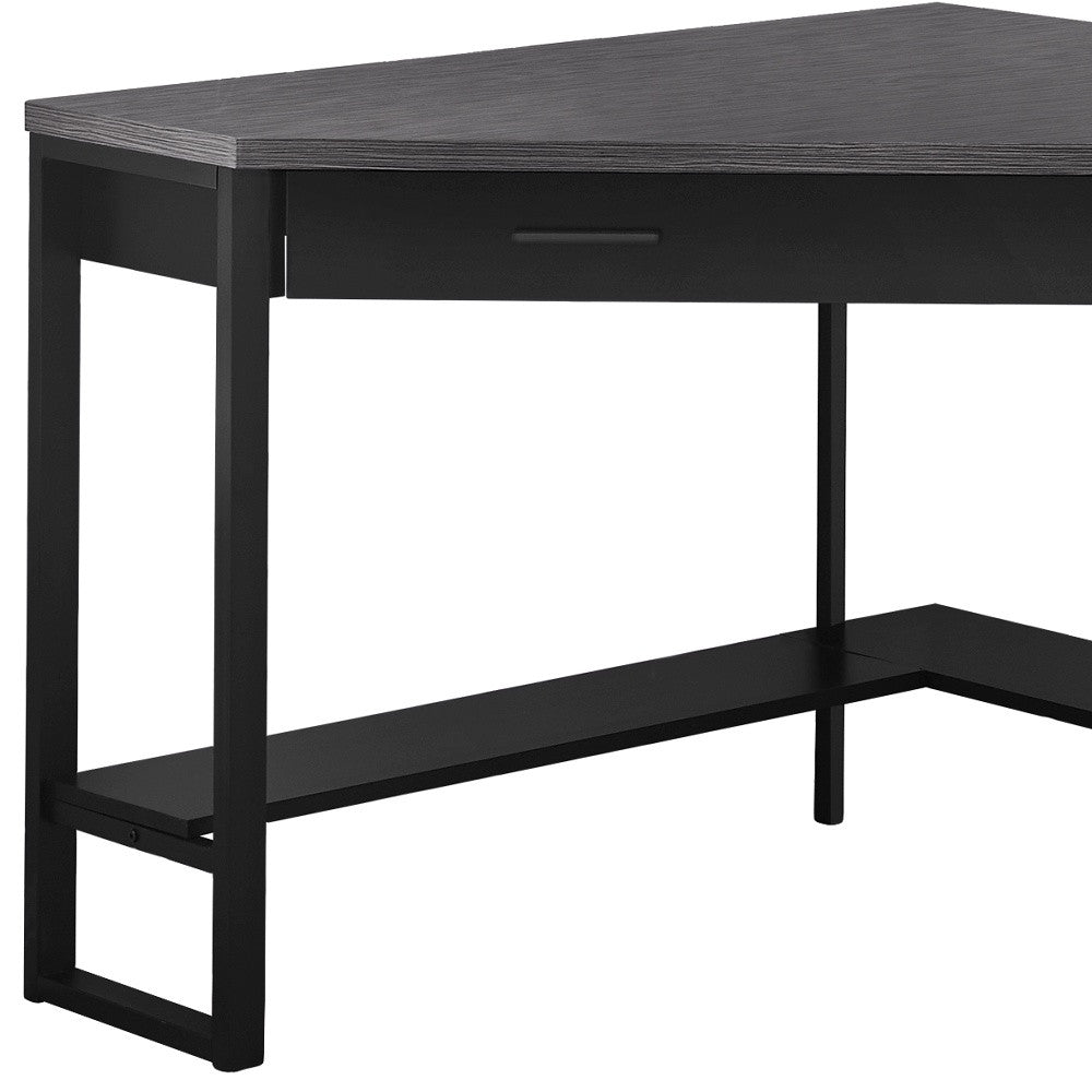 42" Gray and Black Corner Computer Desk-Desks-DECOROLALA
