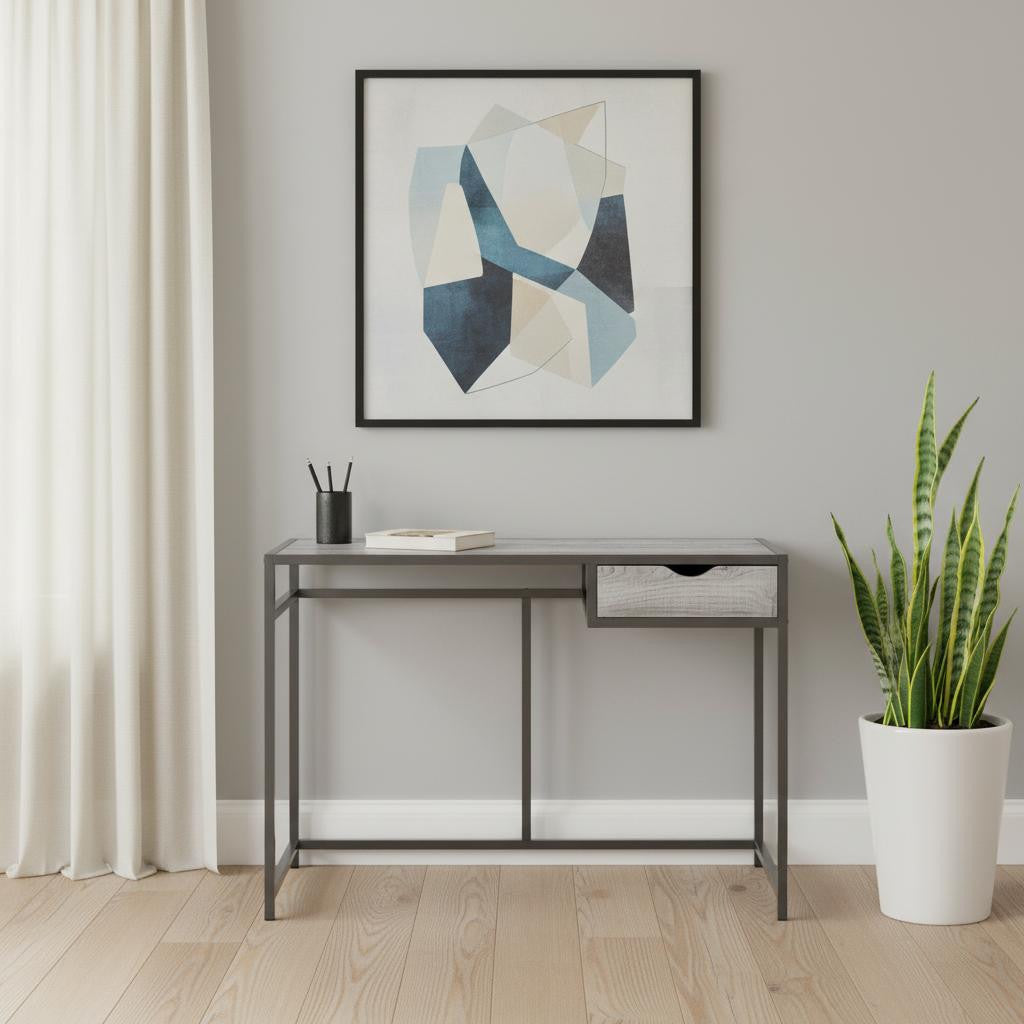 42" Gray and Dark Gray Computer Desk-Desks-DECOROLALA