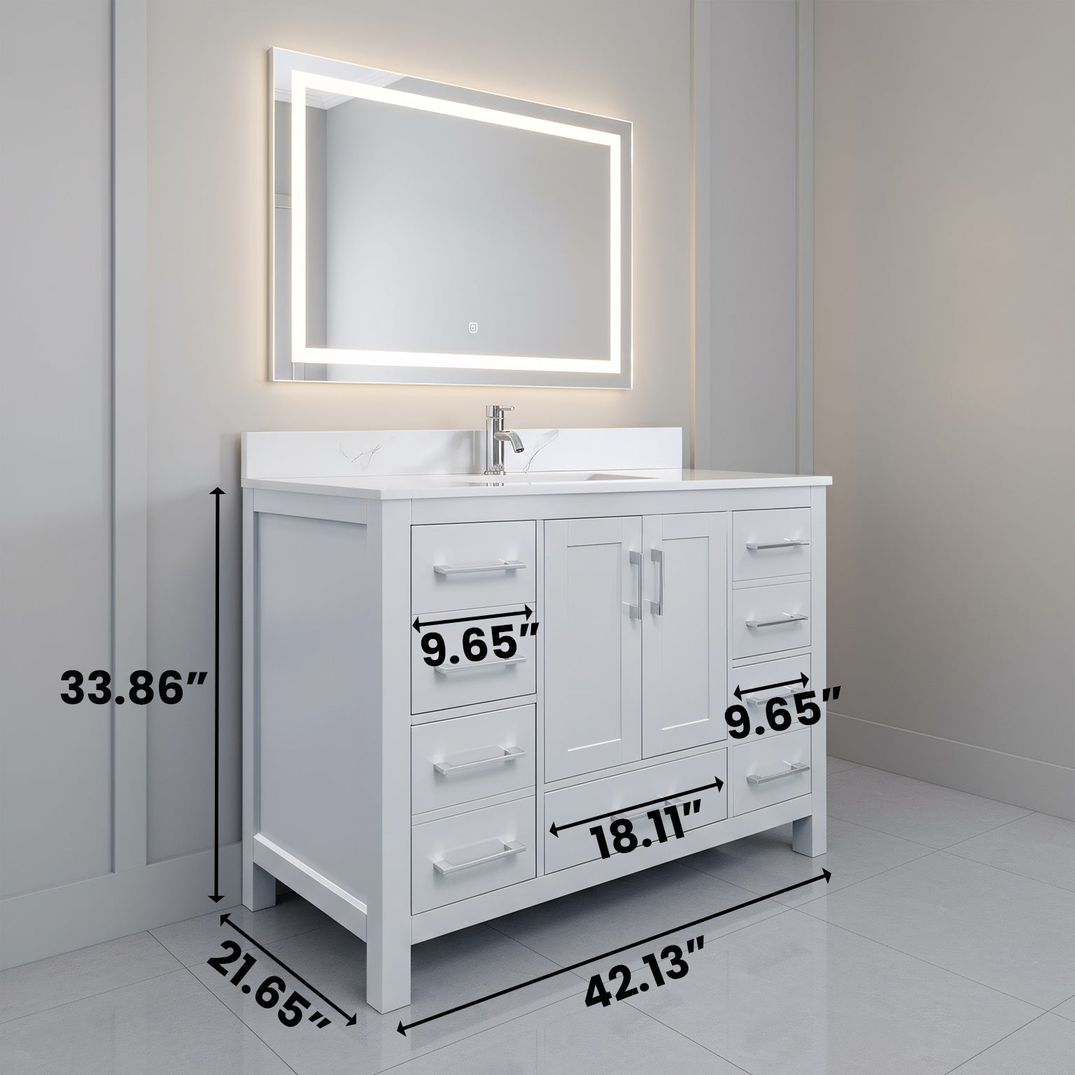 42" Hampton Grey Freestanding Bathroom Vanity-Migration_Bathroom Vanities-DECOROLALA