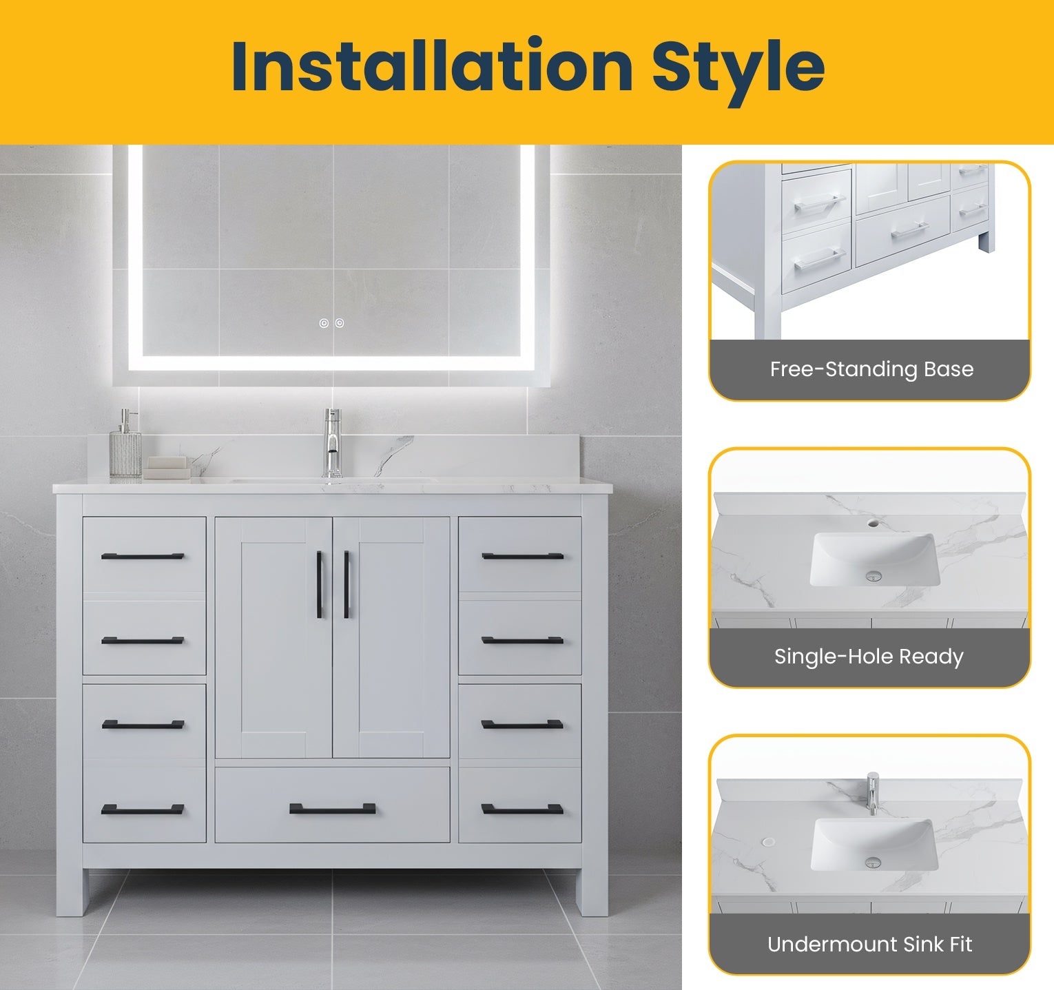 42" Hampton Grey Freestanding Bathroom Vanity-Migration_Bathroom Vanities-DECOROLALA