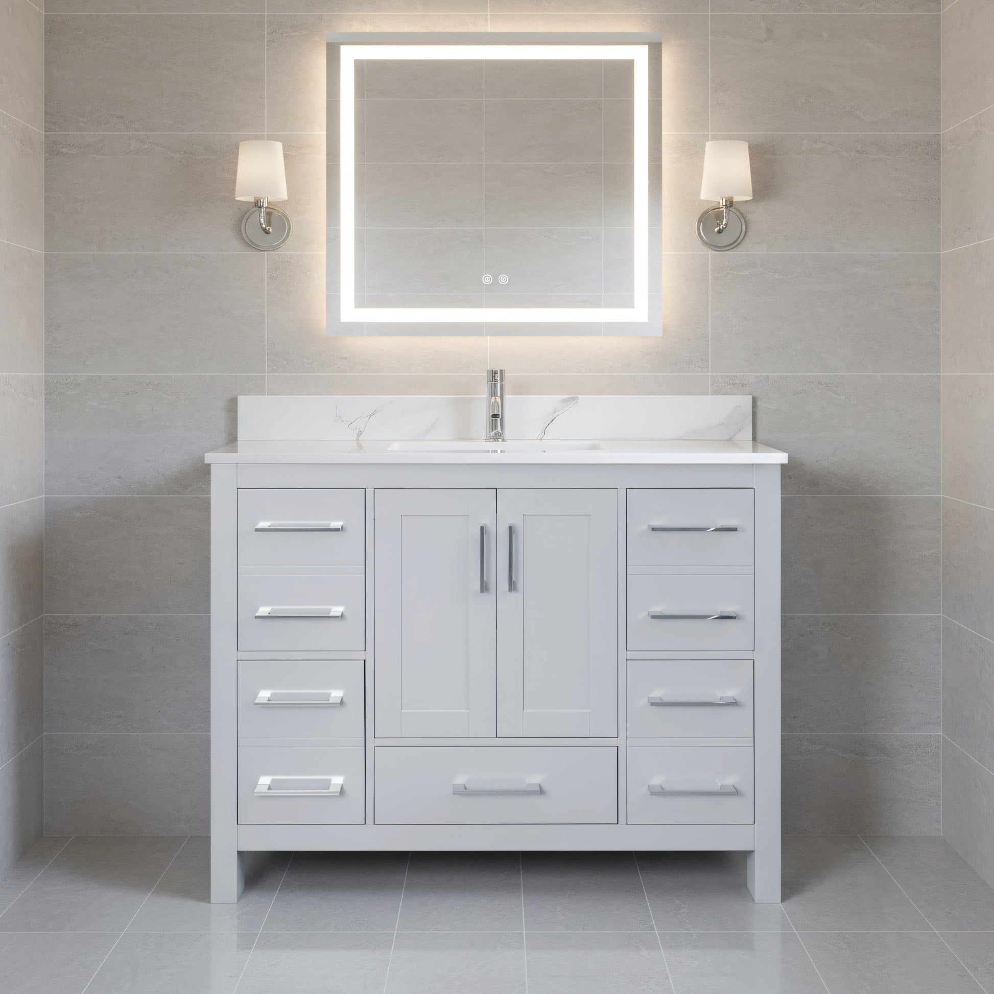 42" Hampton Grey Freestanding Bathroom Vanity-Migration_Bathroom Vanities-DECOROLALA