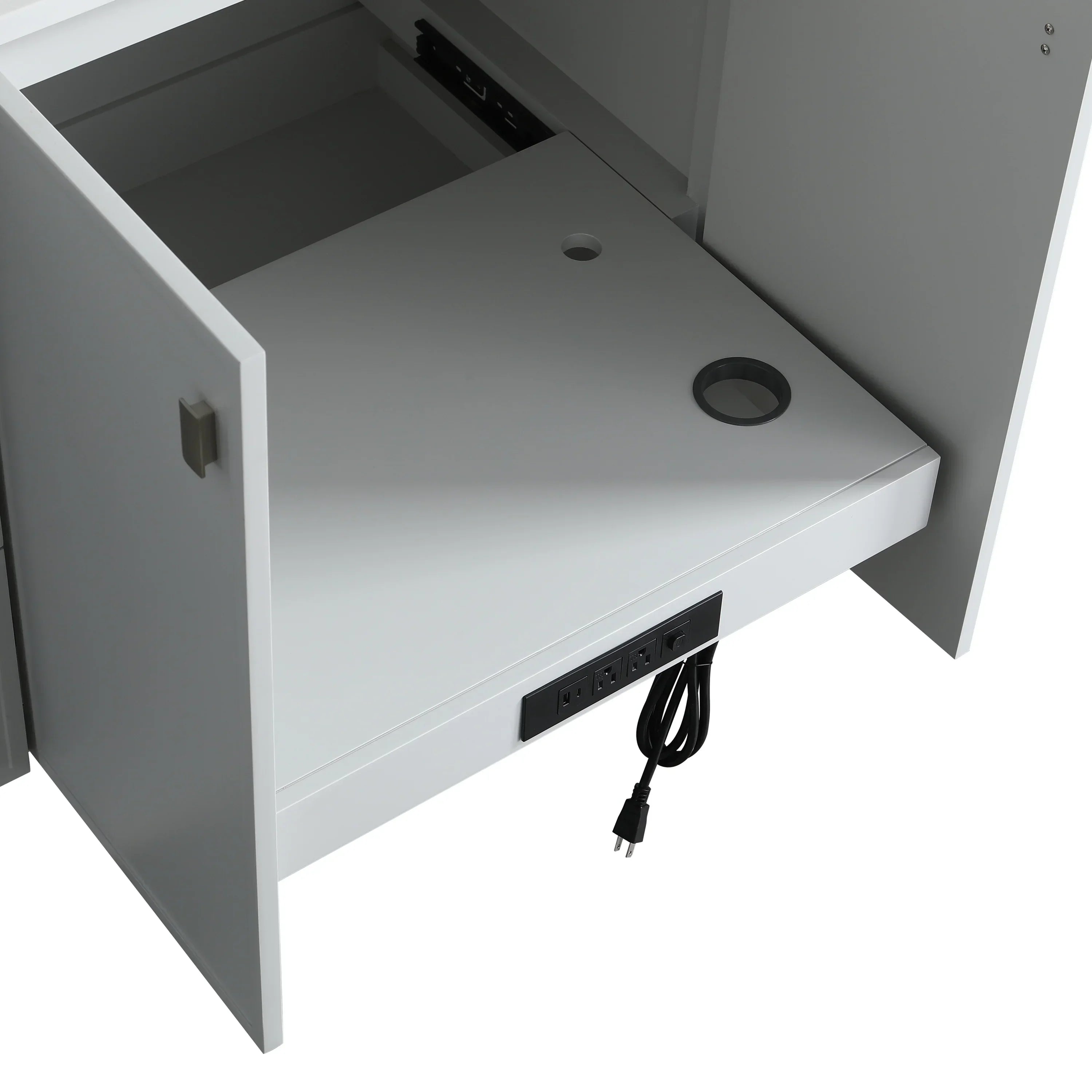 42" Hampton Grey Freestanding Single Sink Bathroom Vanity with White Quartz Countertop-Migration_Bathroom Vanities-DECOROLALA