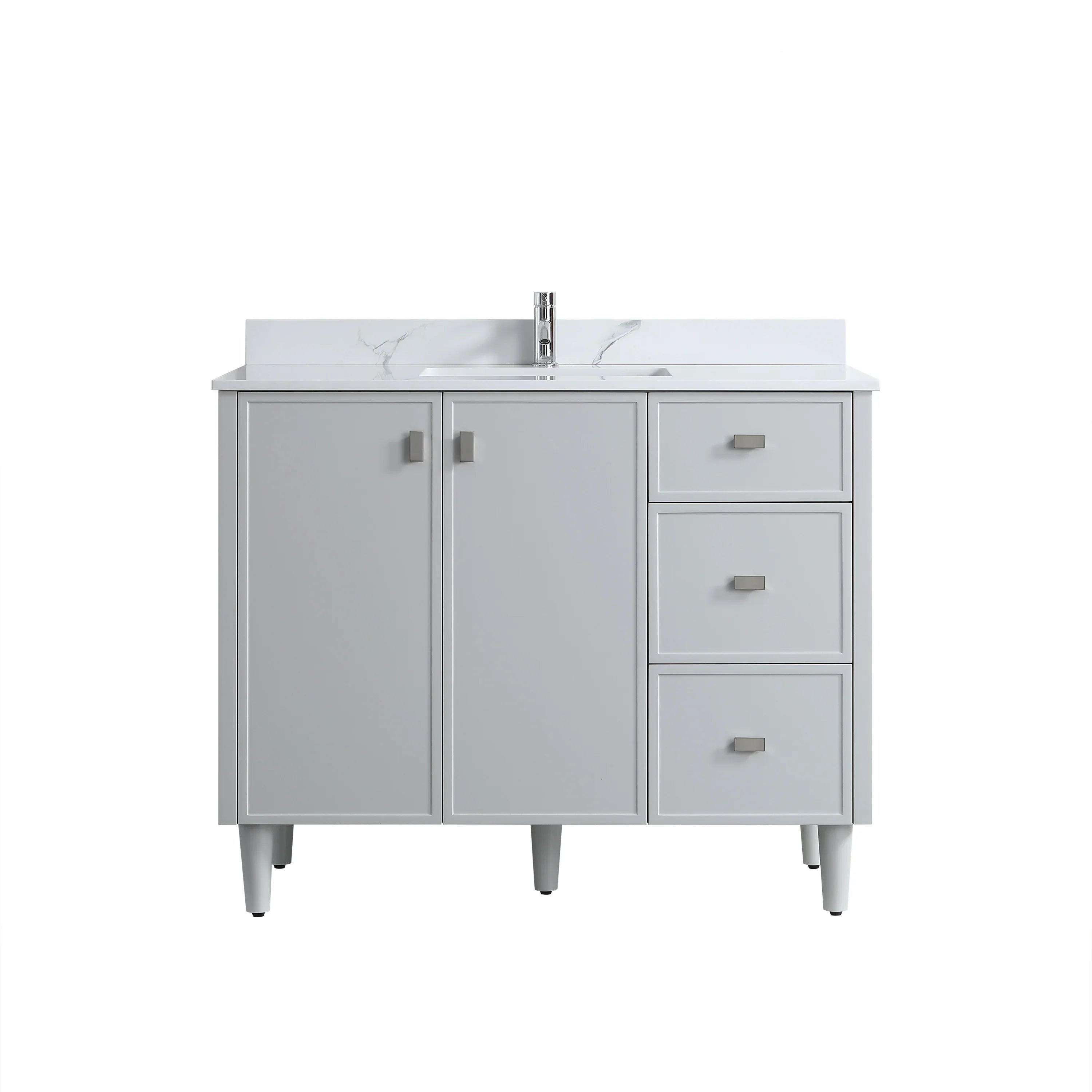 42" Hampton Grey Freestanding Vanity with Engineered Calcutta Marble Countertop-Migration_Bathroom Vanities-DECOROLALA