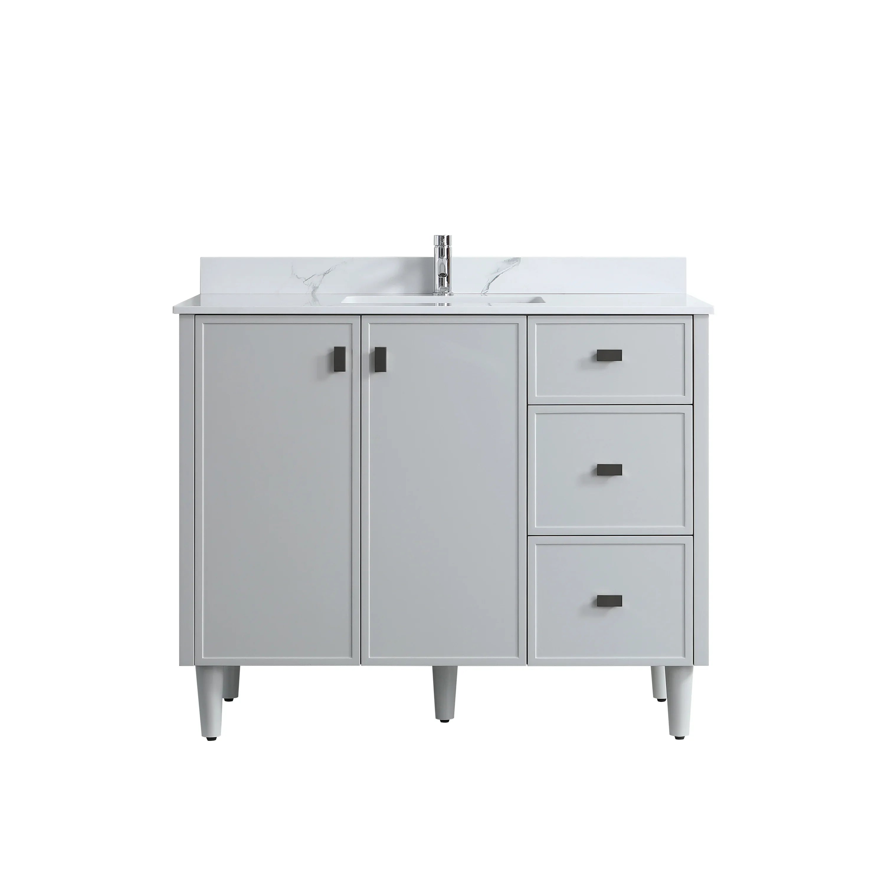 42" Hampton Grey Freestanding Vanity with Engineered Calcutta Marble Countertop-Migration_Bathroom Vanities-DECOROLALA