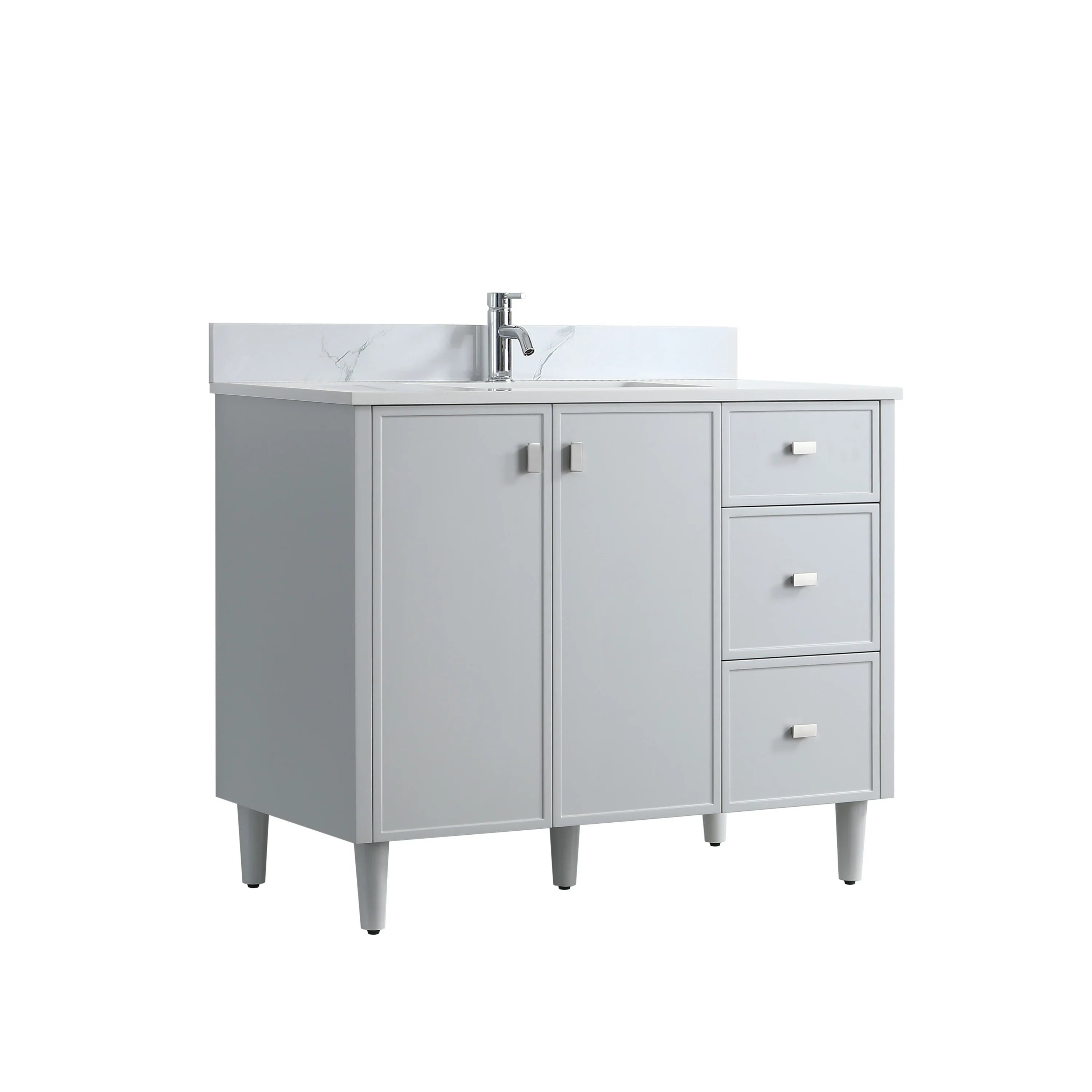 42" Hampton Grey Freestanding Vanity with Engineered Calcutta Marble Countertop-Migration_Bathroom Vanities-DECOROLALA
