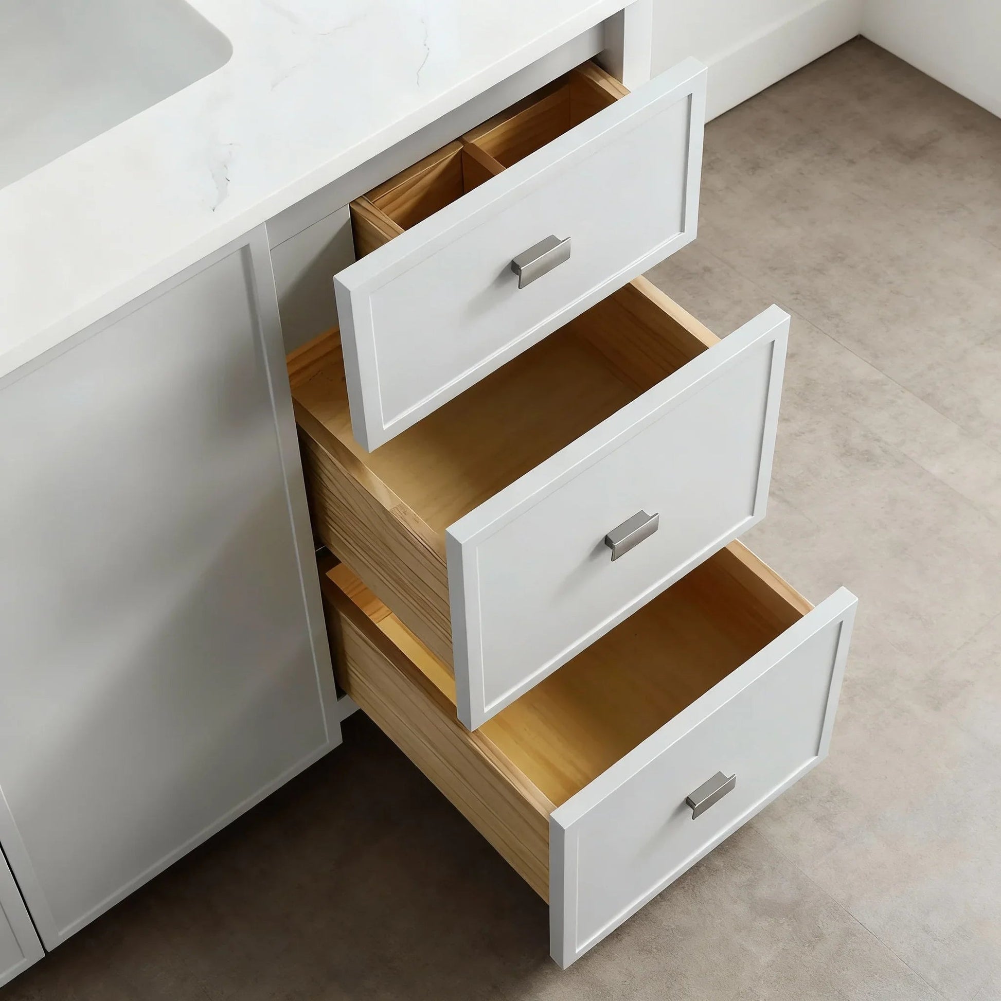 42" Hampton Grey Freestanding Vanity with Engineered Calcutta Marble Countertop-Migration_Bathroom Vanities-DECOROLALA