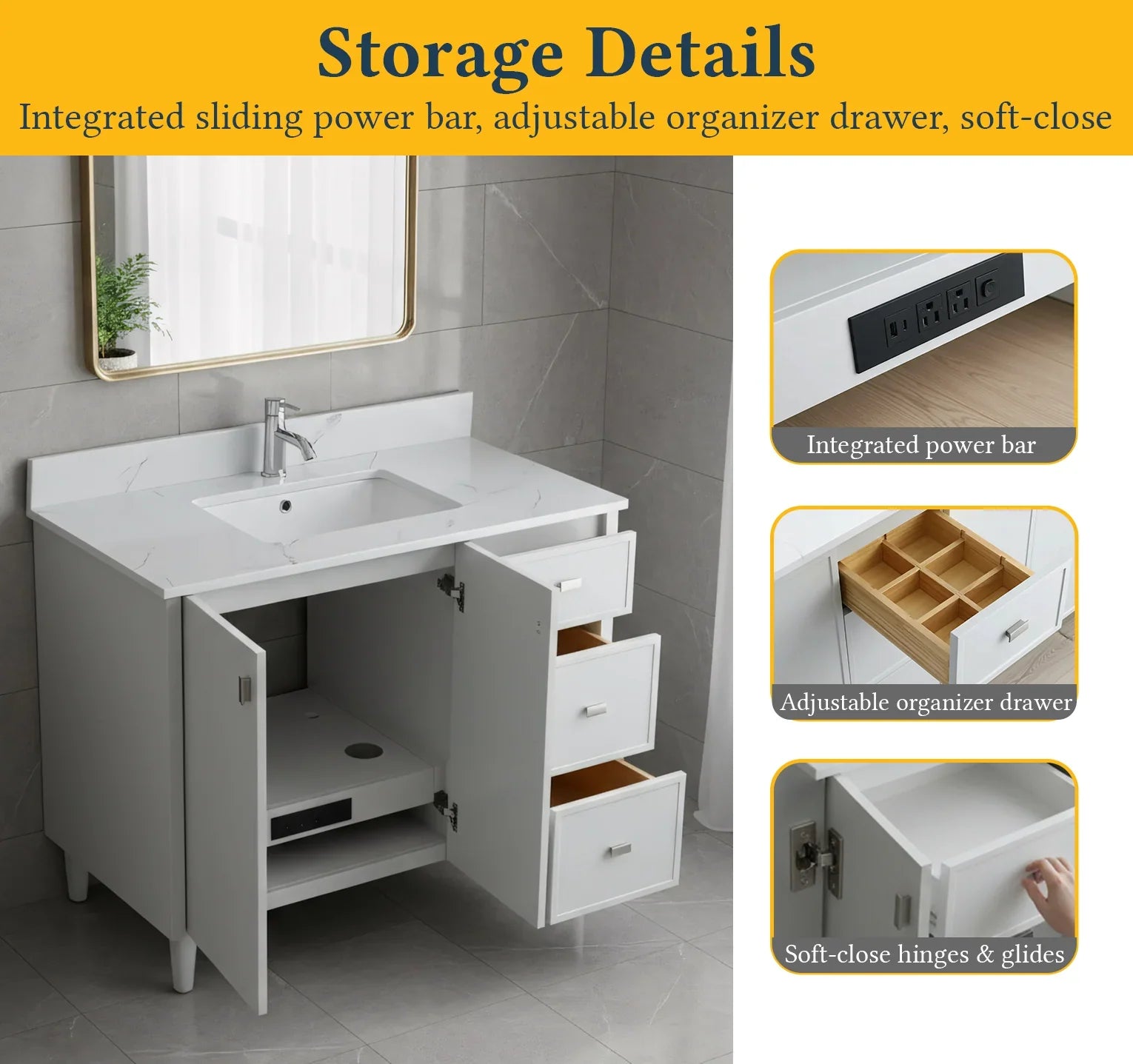 42" Hampton Grey Freestanding Vanity with Engineered Calcutta Marble Countertop-Migration_Bathroom Vanities-DECOROLALA