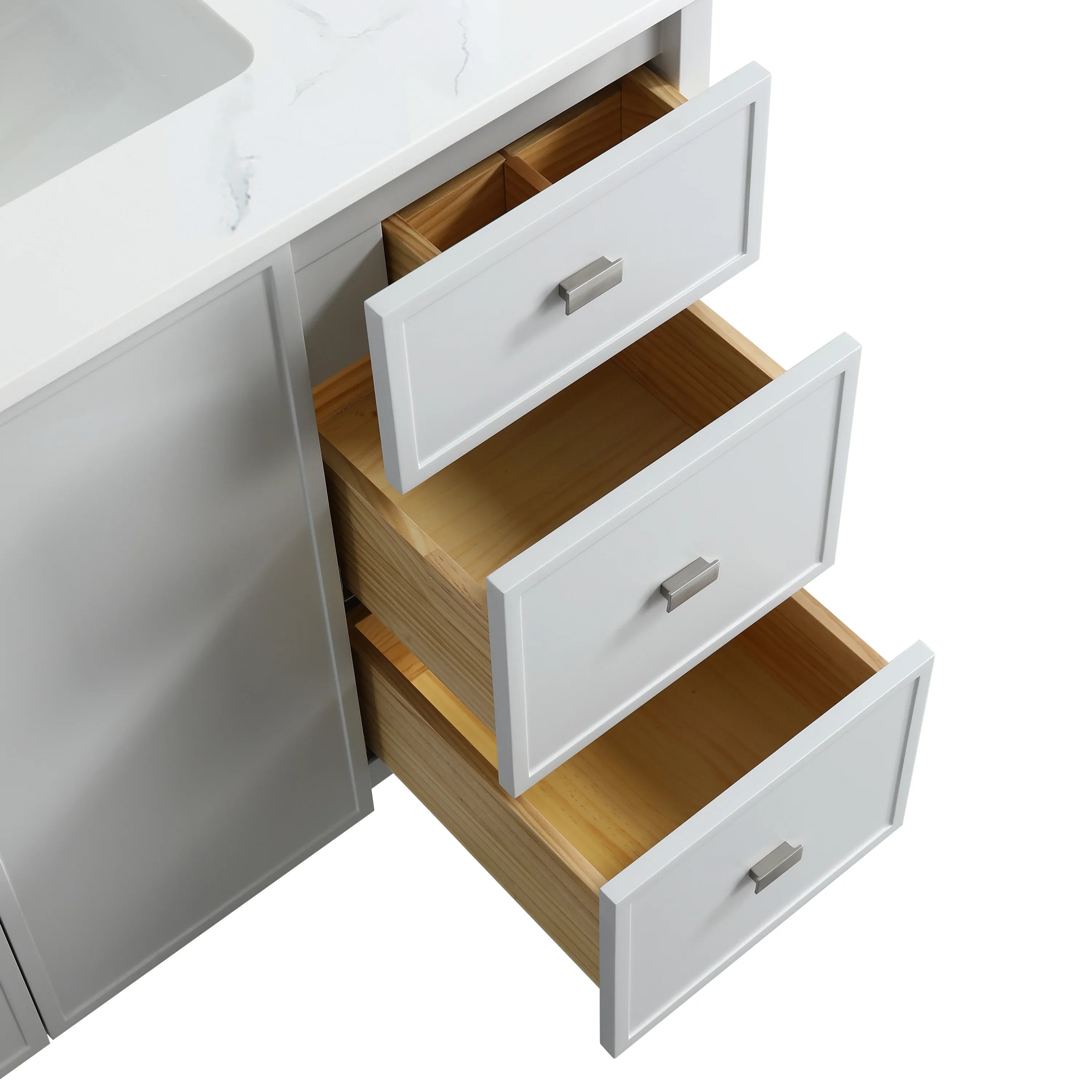 42" Hampton Grey Freestanding Vanity with Engineered Calcutta Marble Countertop-Migration_Bathroom Vanities-DECOROLALA